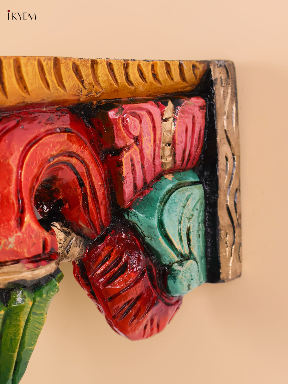 Wooden Hand Carved Painted Bodhil wall Bracket(10x12)