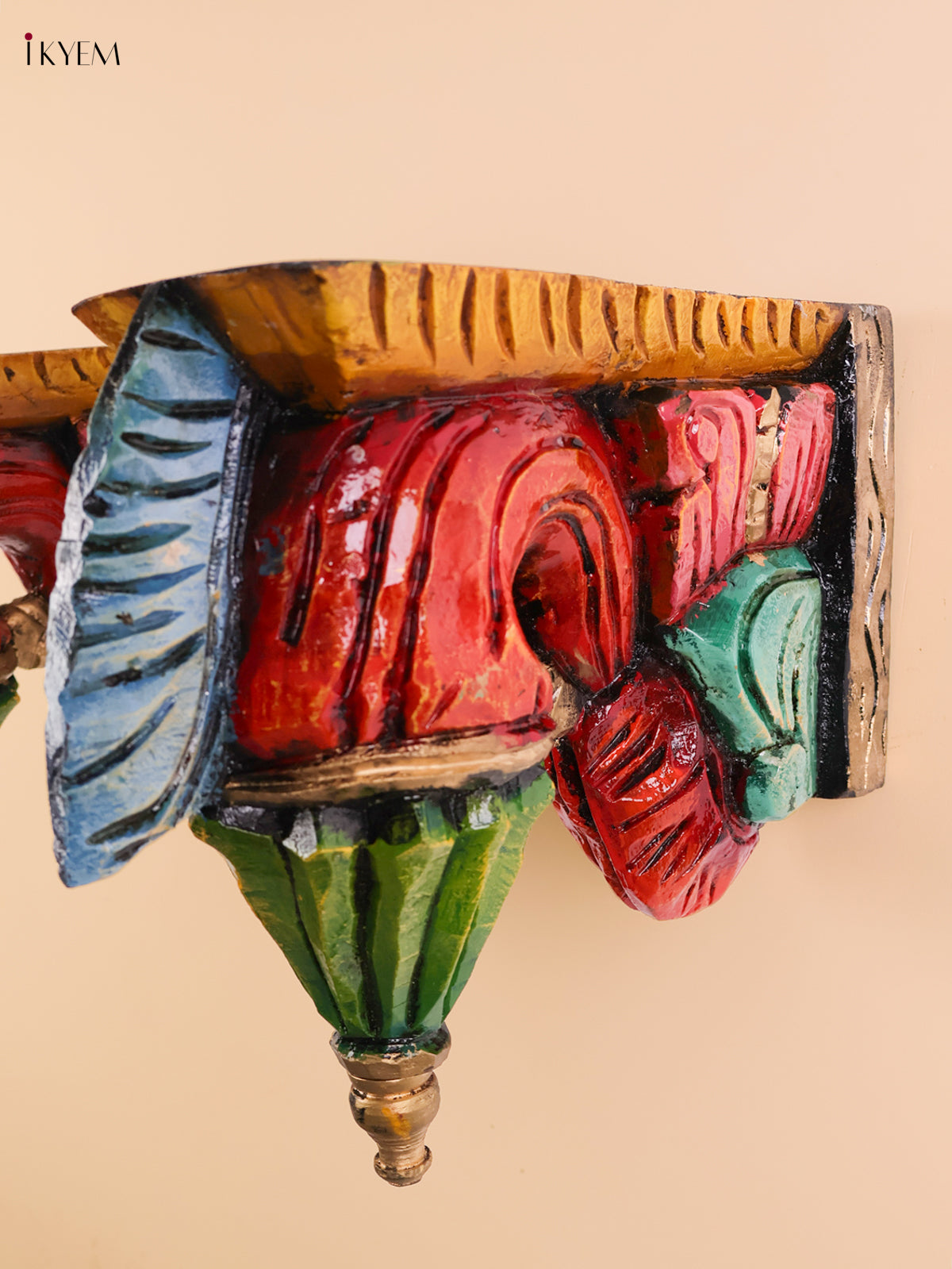 Wooden Hand Carved Painted Bodhil wall Bracket(10x12)
