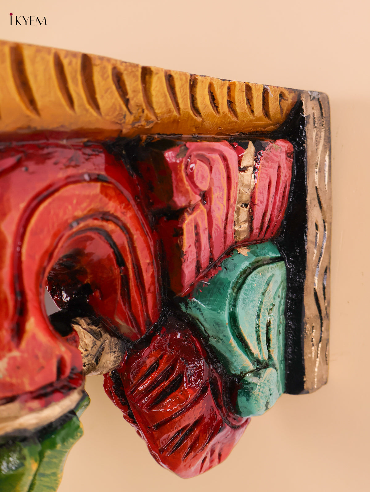 Wooden Hand Carved Painted Bodhil wall Bracket(10x12)