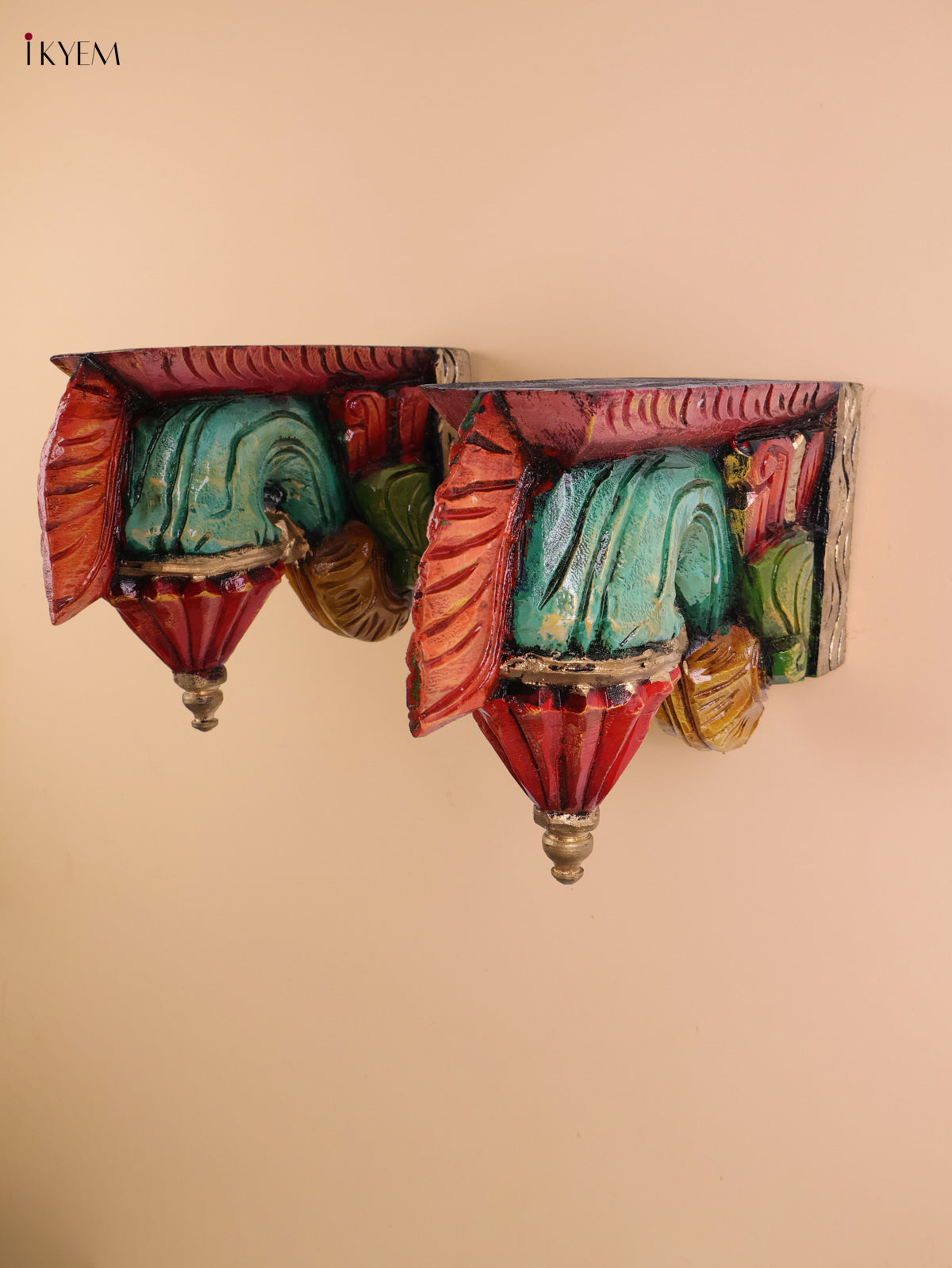 Wooden Hand Carved Painted Bodhil wall Bracket(10x12)
