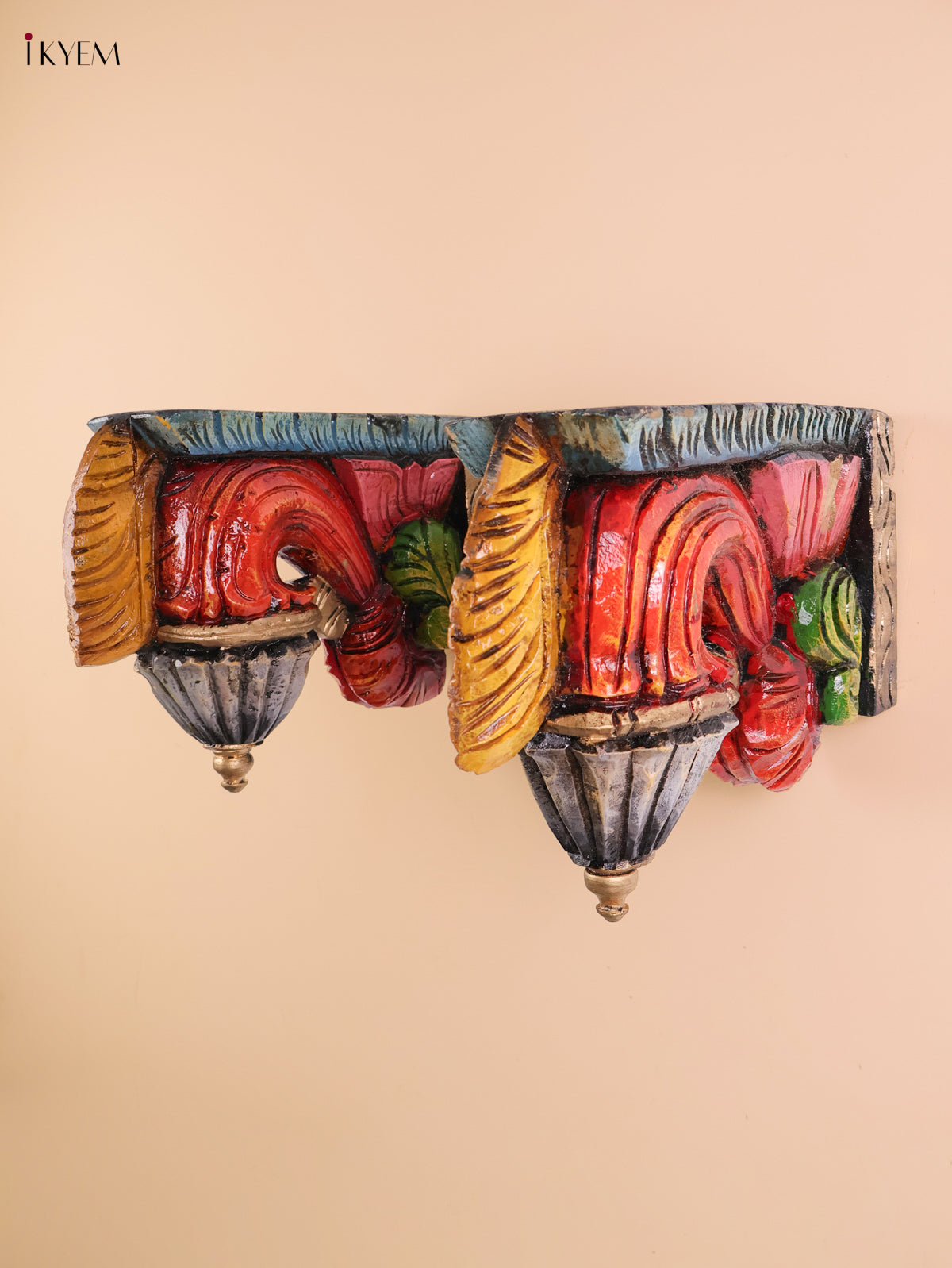 Wooden Hand Carved Painted Bodhil wall Bracket(10x12)
