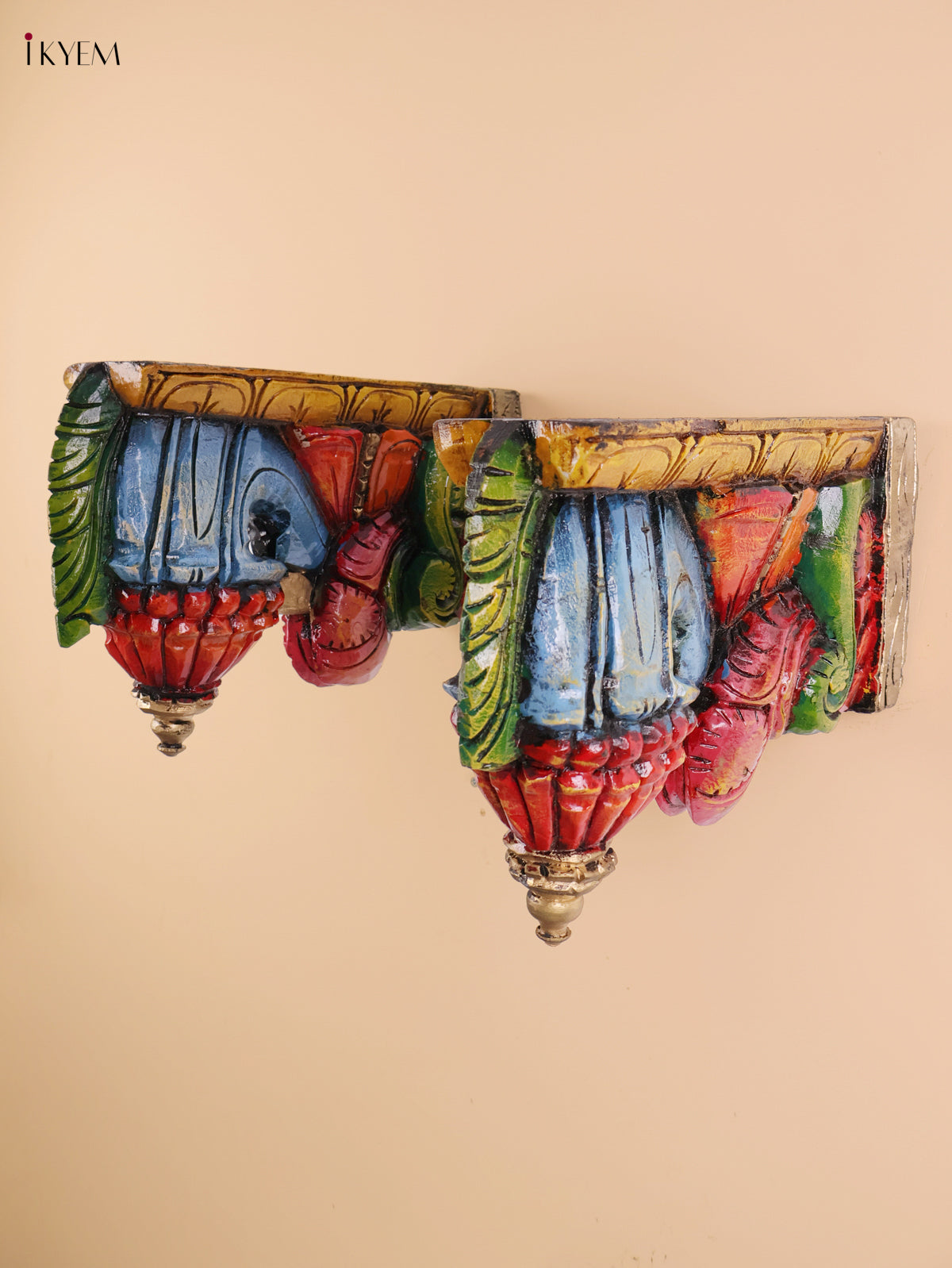 Wooden Hand Carved Painted Bodhil wall Bracket(10x12)
