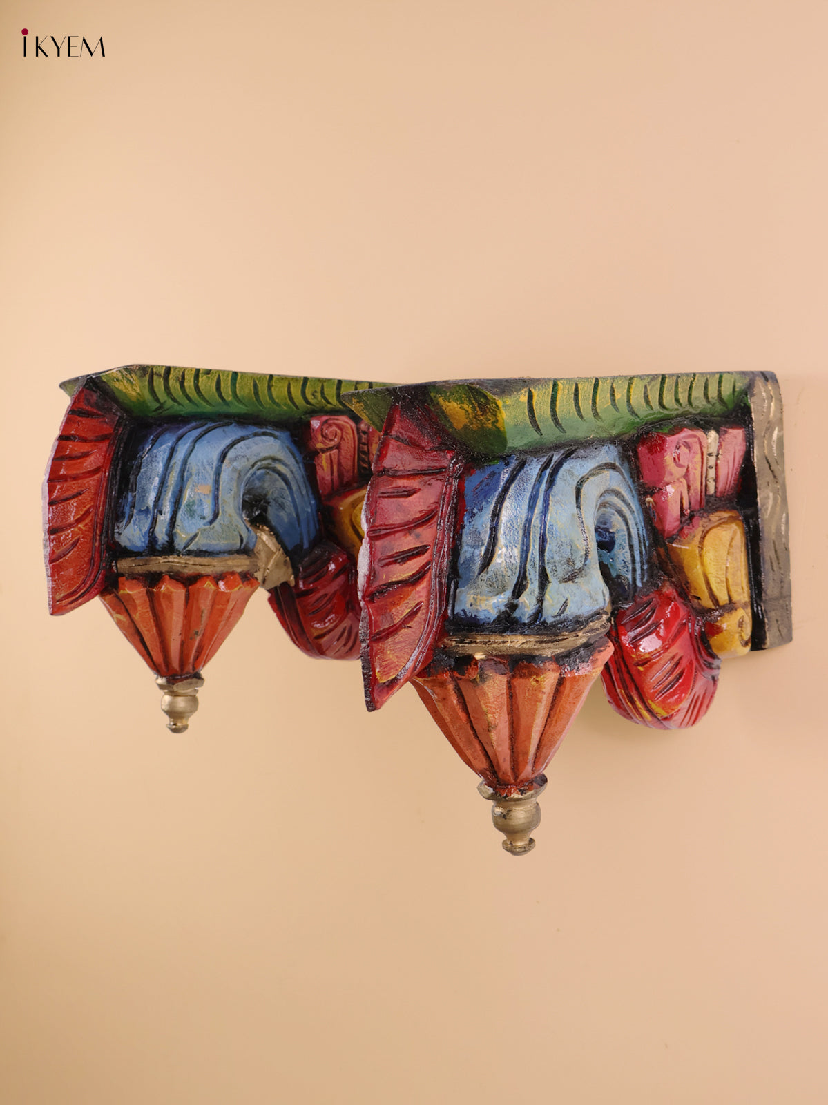 Wooden Hand Carved Painted Bodhil wall Bracket(10x12)