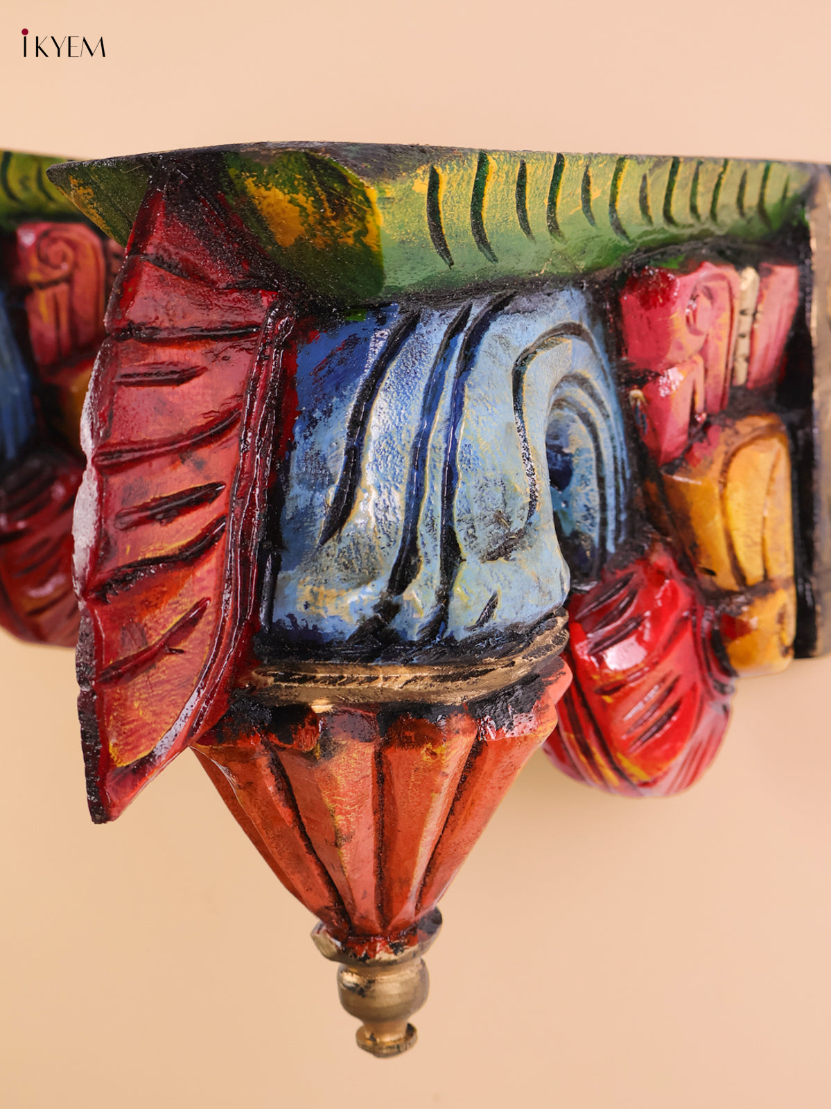 Wooden Hand Carved Painted Bodhil wall Bracket(10x12)