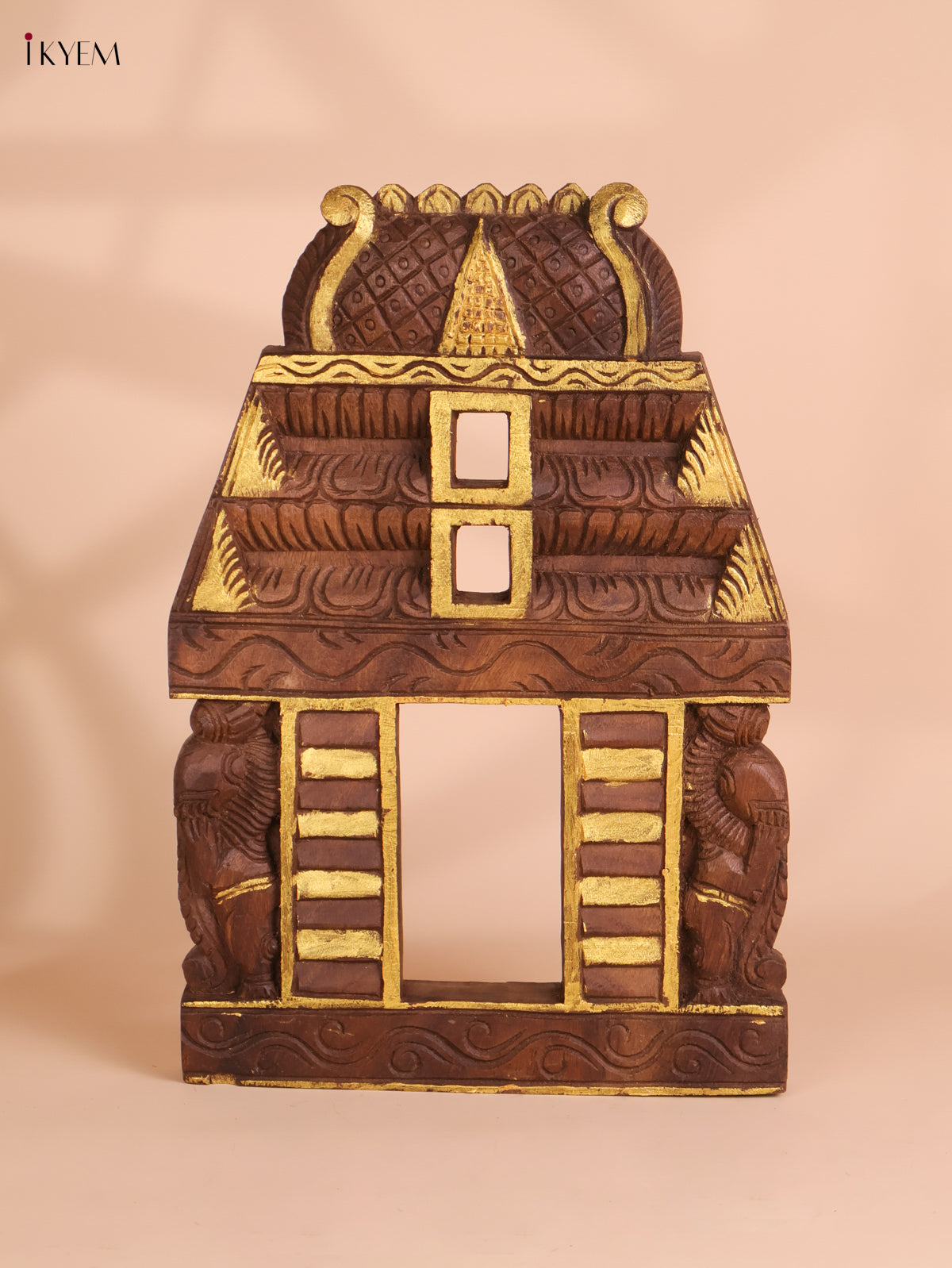 Wooden Hand Carved Yalli Gopuram (18x12)