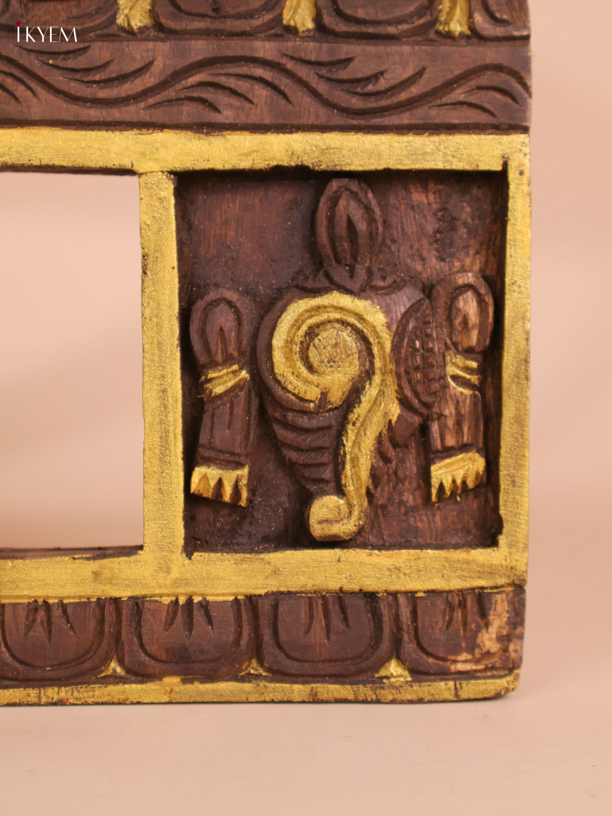 Wooden Hand Carved Shanku Chakram Gopuram (18x12)