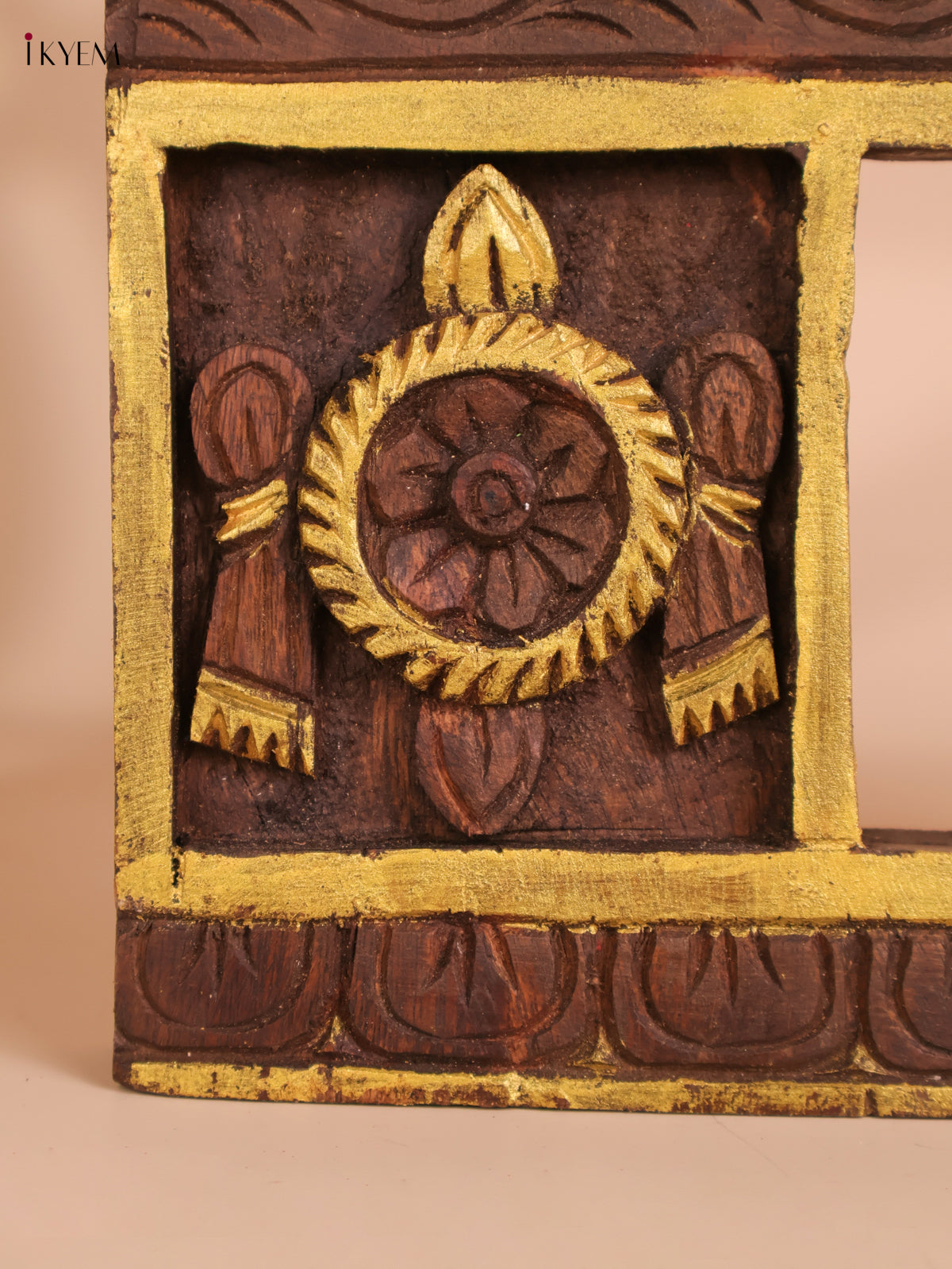 Wooden Hand Carved Shanku Chakram Gopuram (18x12)