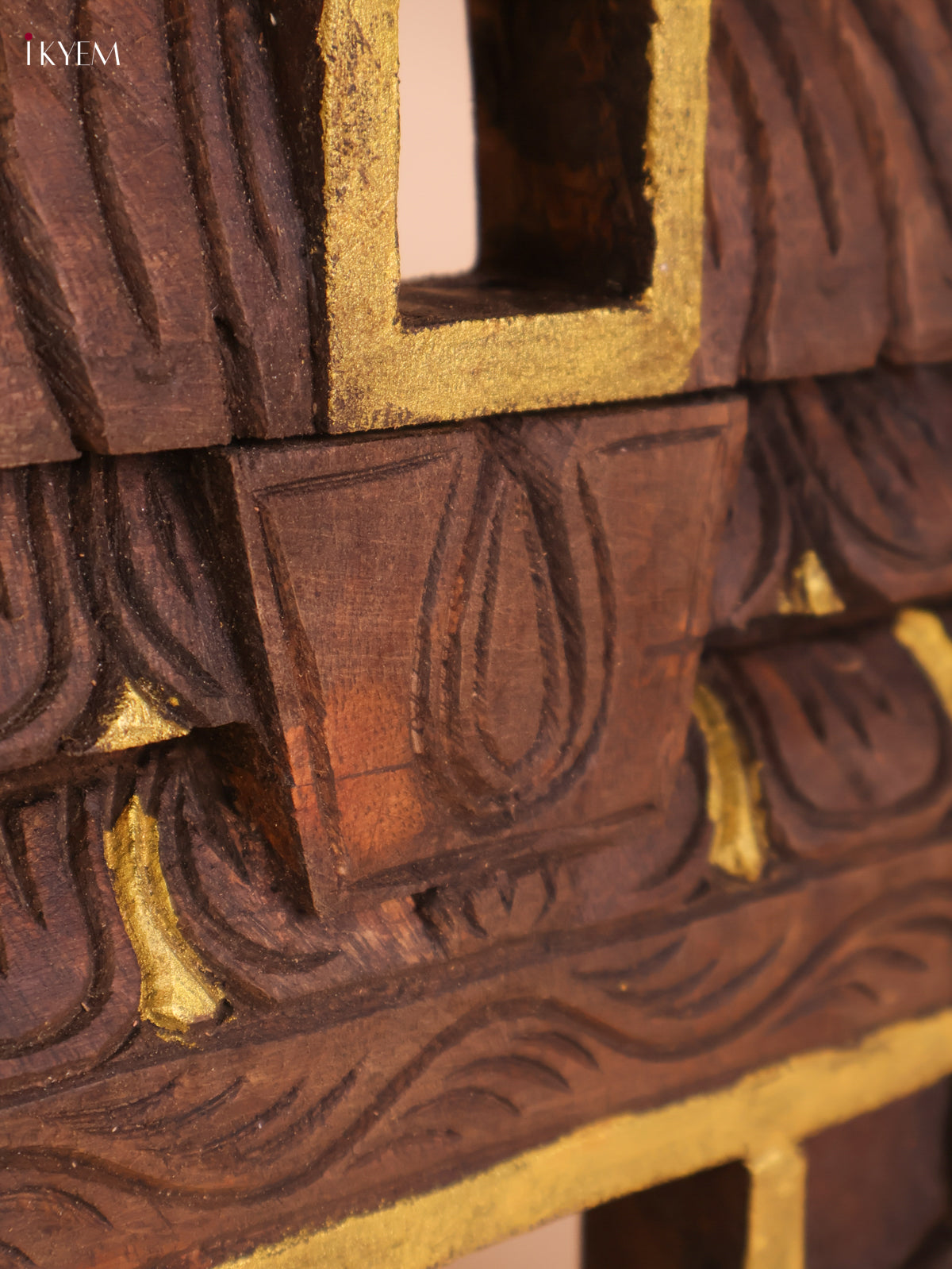 Wooden Hand Carved Shanku Chakram Gopuram (18x12)