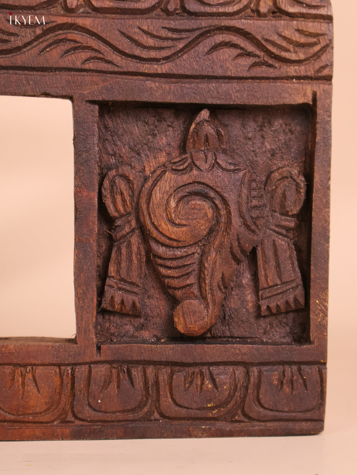 Wooden Hand Carved Shanku Chakram Gopuram (18x12)