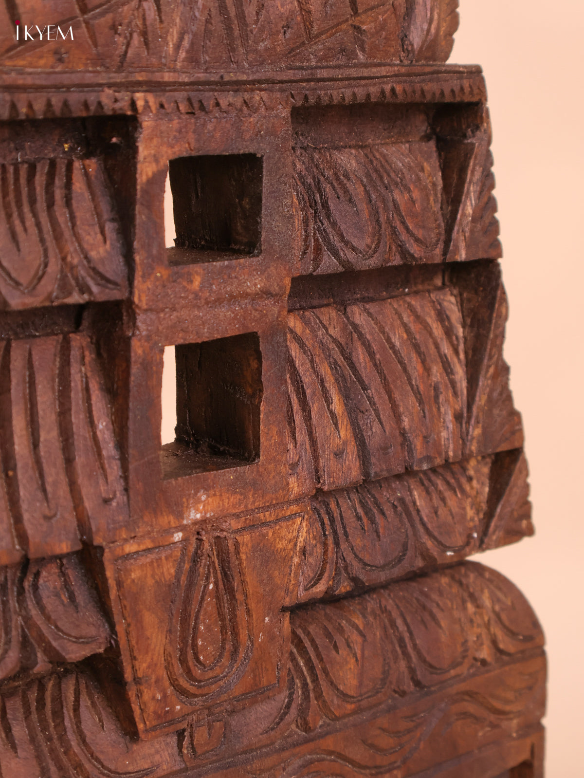 Wooden Hand Carved Shanku Chakram Gopuram (18x12)
