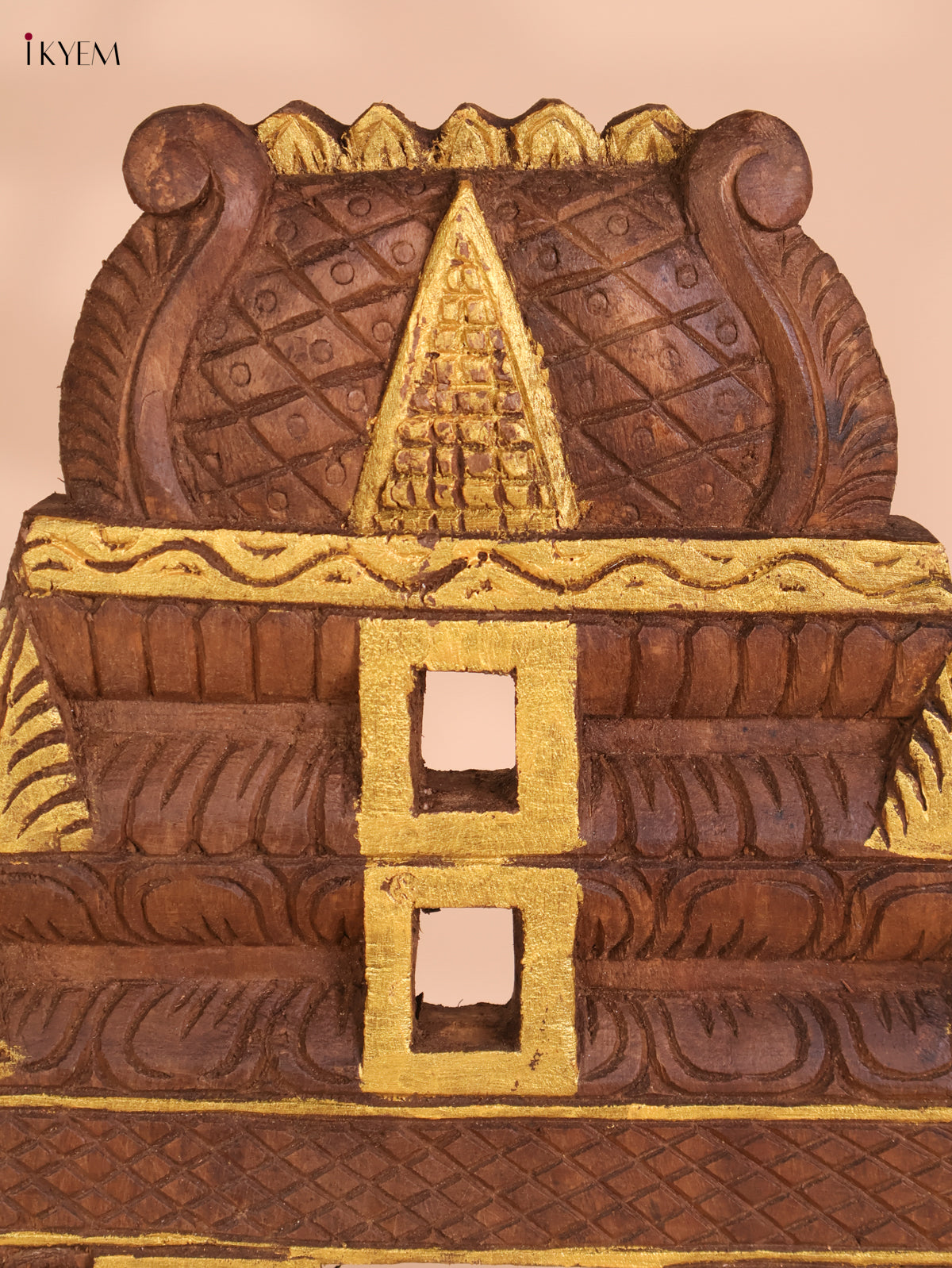 Wooden Hand Carved Painted Elephant Gopuram (18x12)