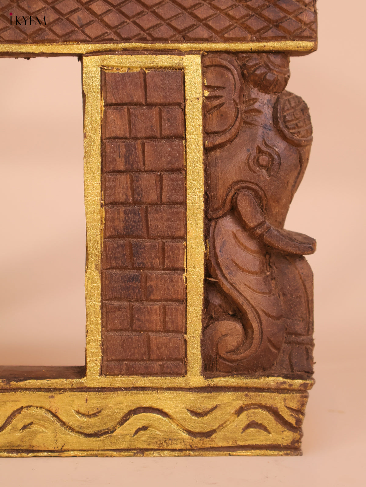 Wooden Hand Carved Painted Elephant Gopuram (18x12)
