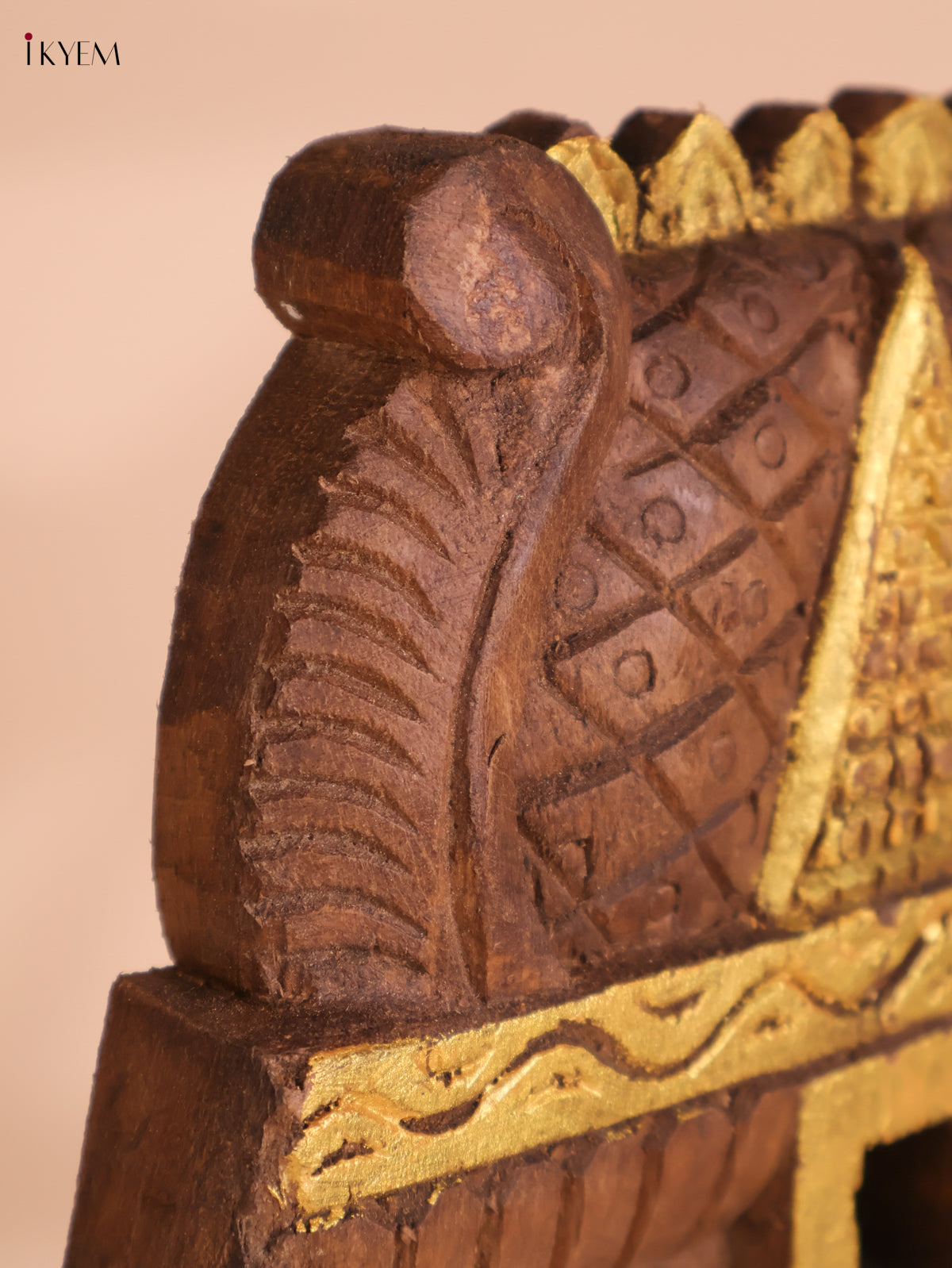 Wooden Hand Carved Painted Elephant Gopuram (18x12)