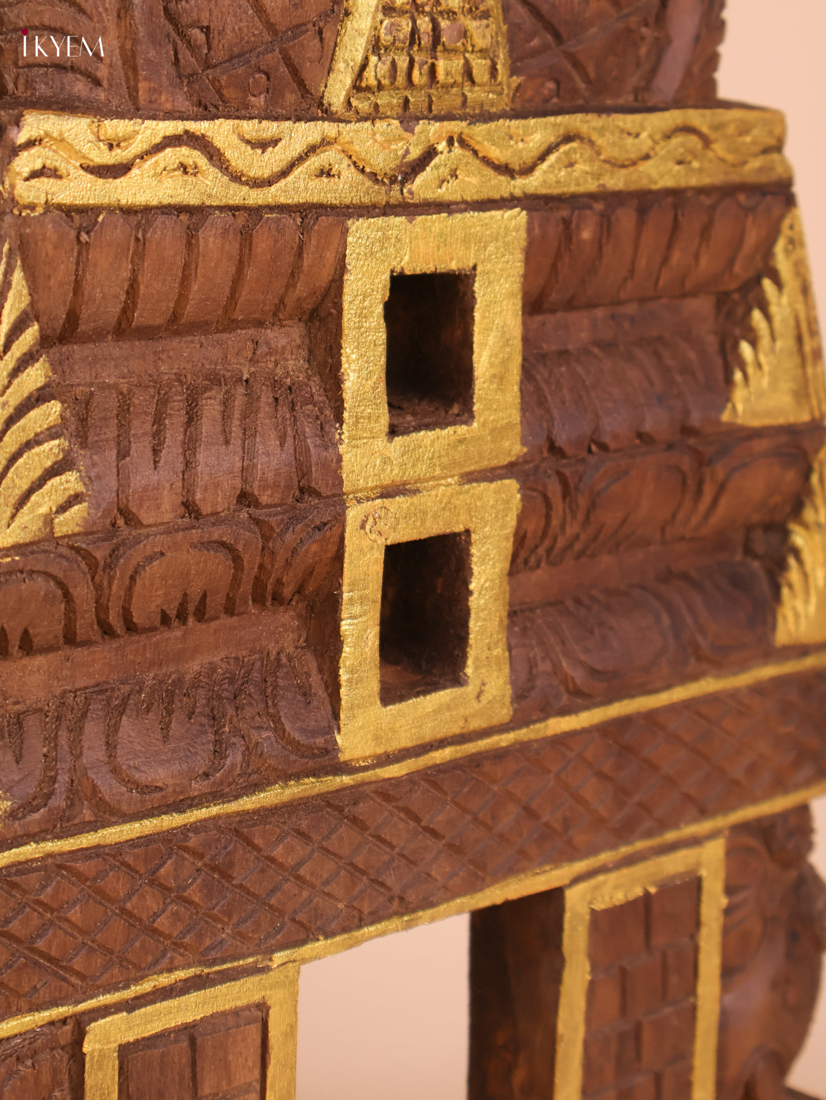 Wooden Hand Carved Painted Elephant Gopuram (18x12)