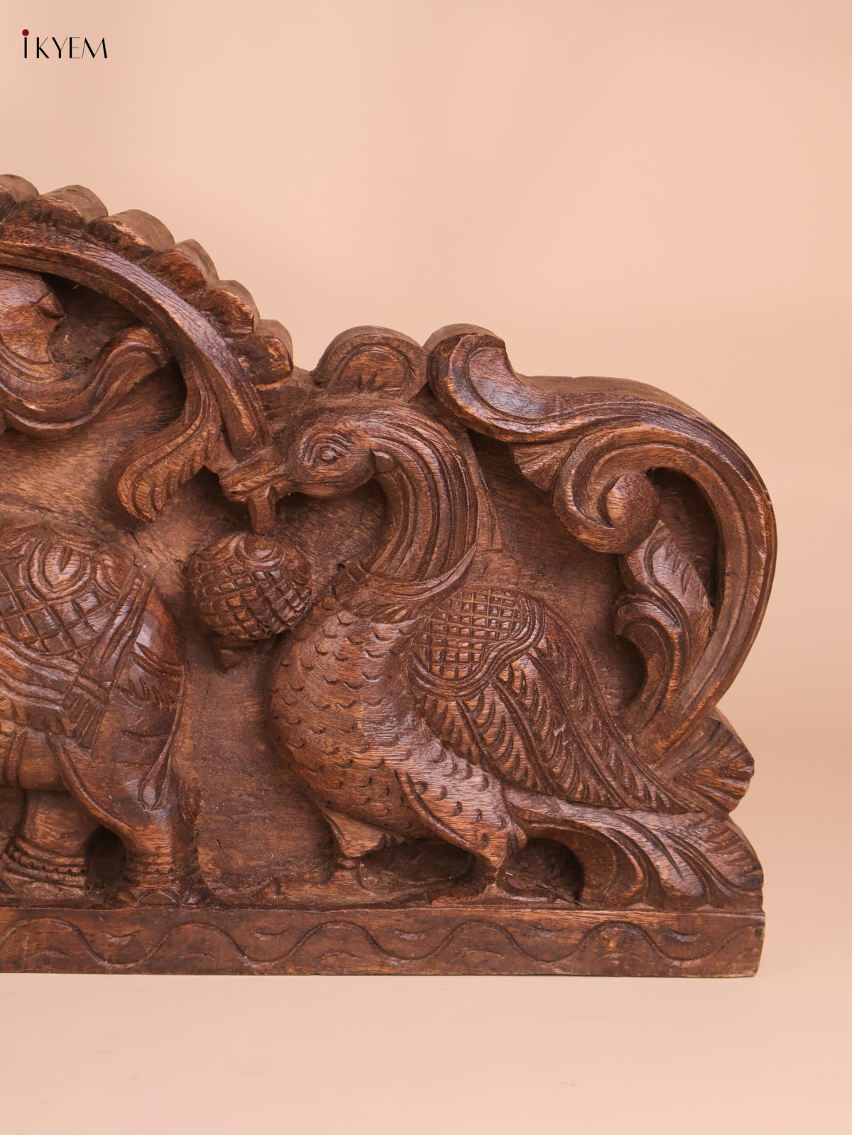 Wooden Hand Carved Gajalakshmi Panel(10x36)