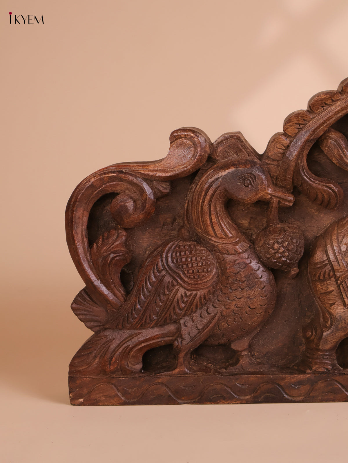 Wooden Hand Carved Gajalakshmi Panel(10x36)