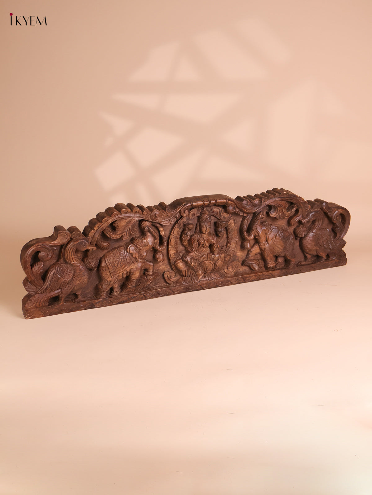 Wooden Hand Carved Gajalakshmi Panel(10x36)