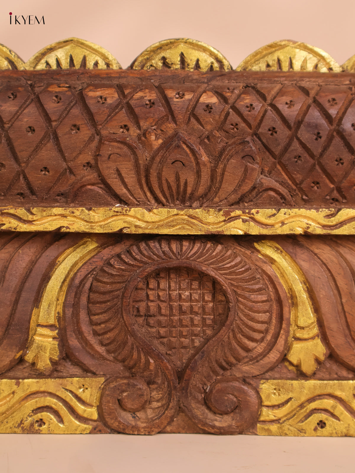 Wooden Hand Carved Gopuram Panel (7x15)