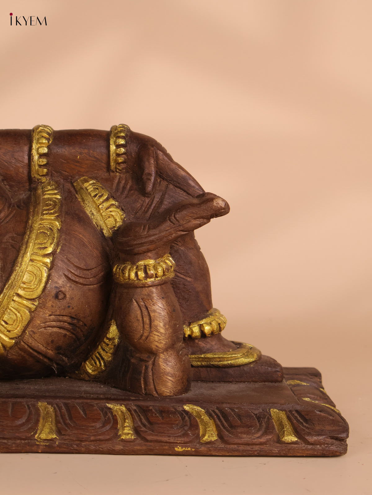 Wooden Hand Carved Sleeping Ganesha (8x14)