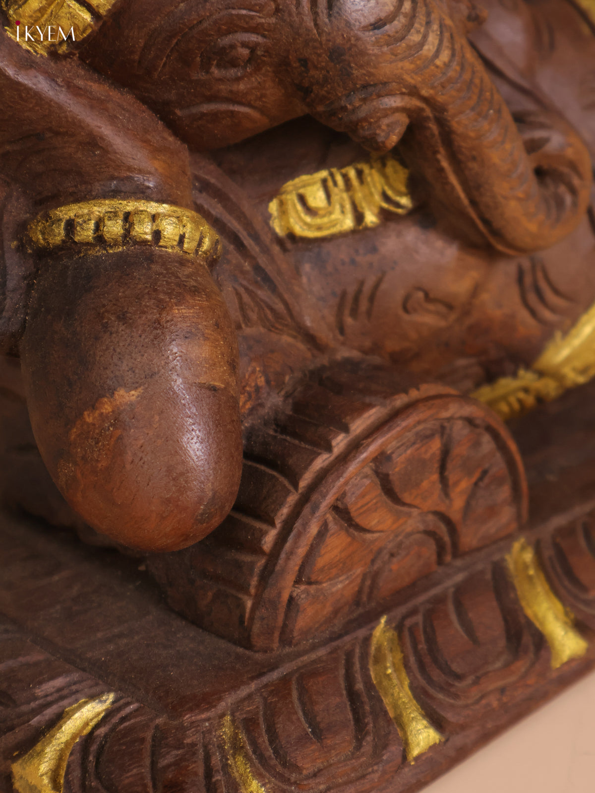 Wooden Hand Carved Sleeping Ganesha (8x14)