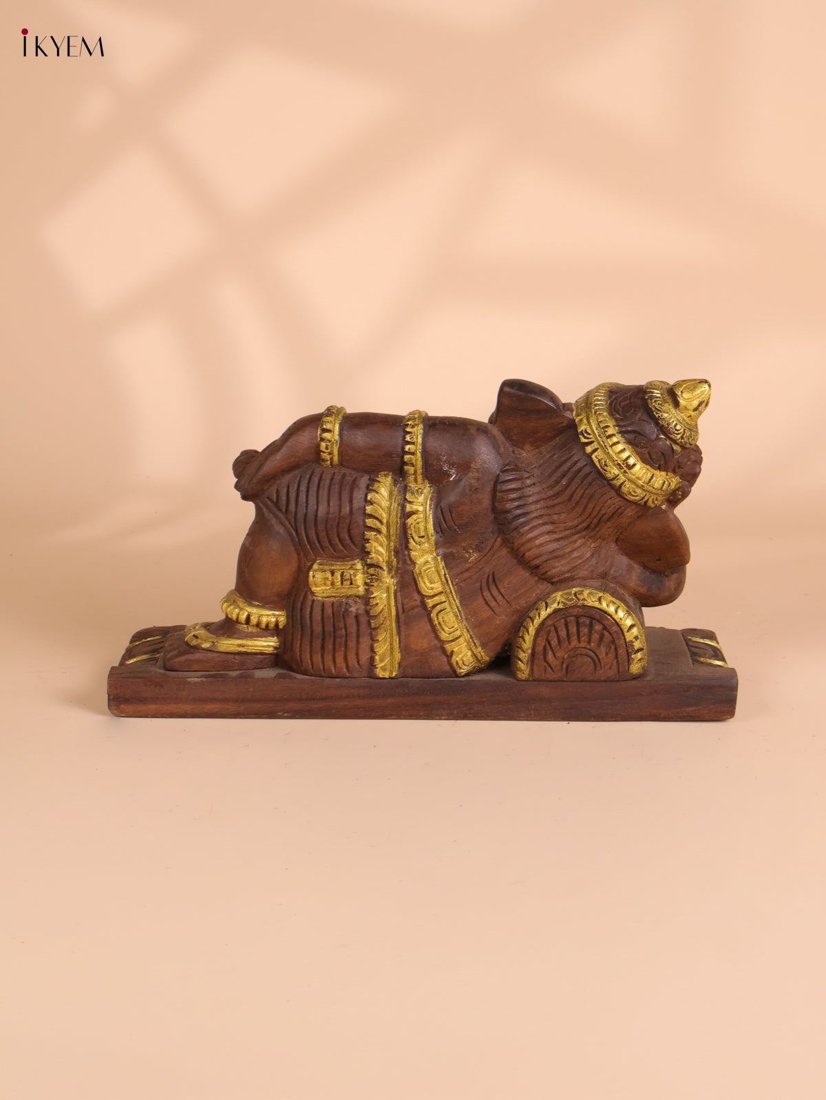 Wooden Hand Carved Sleeping Ganesha (8x14)