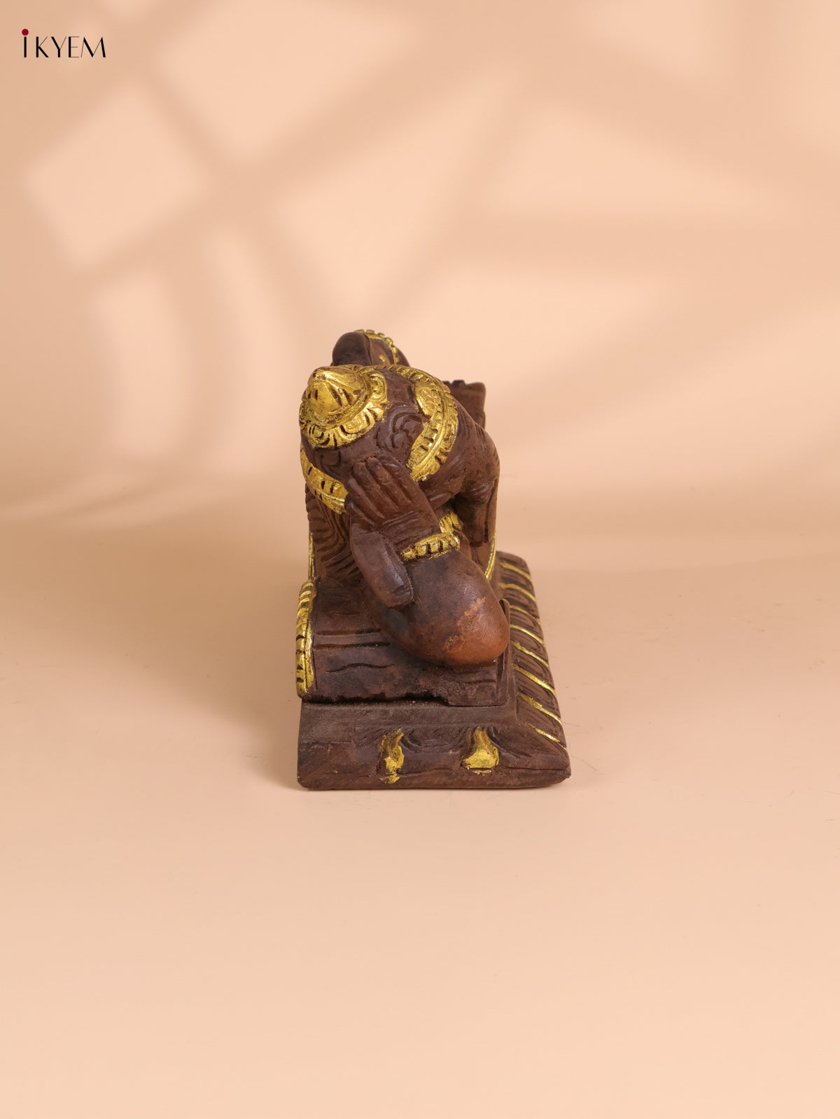 Wooden Hand Carved Sleeping Ganesha (8x14)