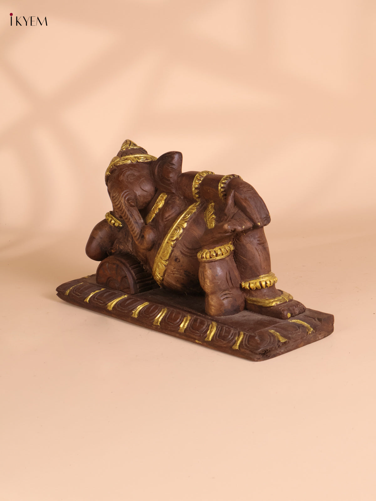 Wooden Hand Carved Sleeping Ganesha (8x14)