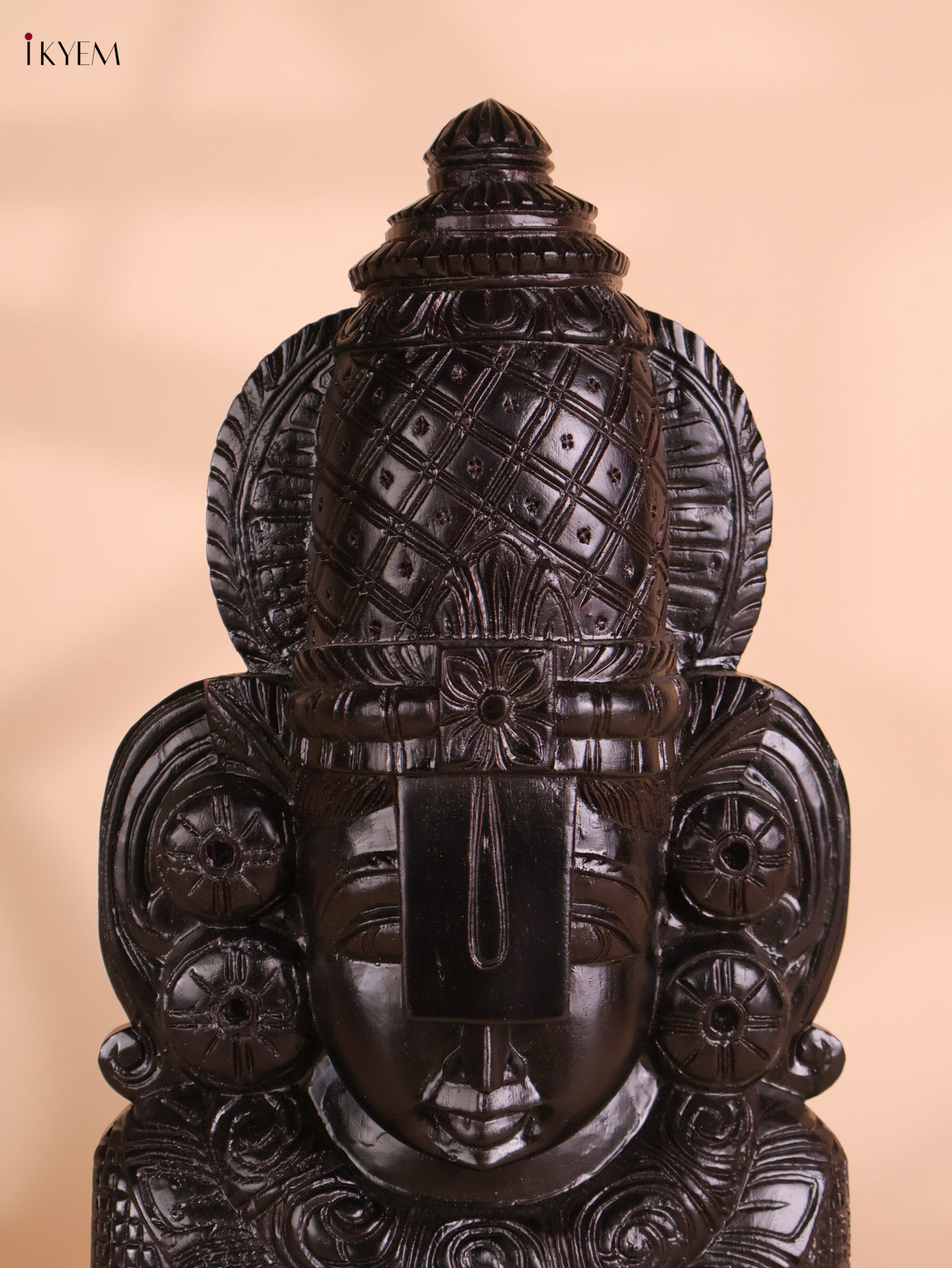 Wooden Hand Carved Painted Lord Balaji Heads Black(18x10)