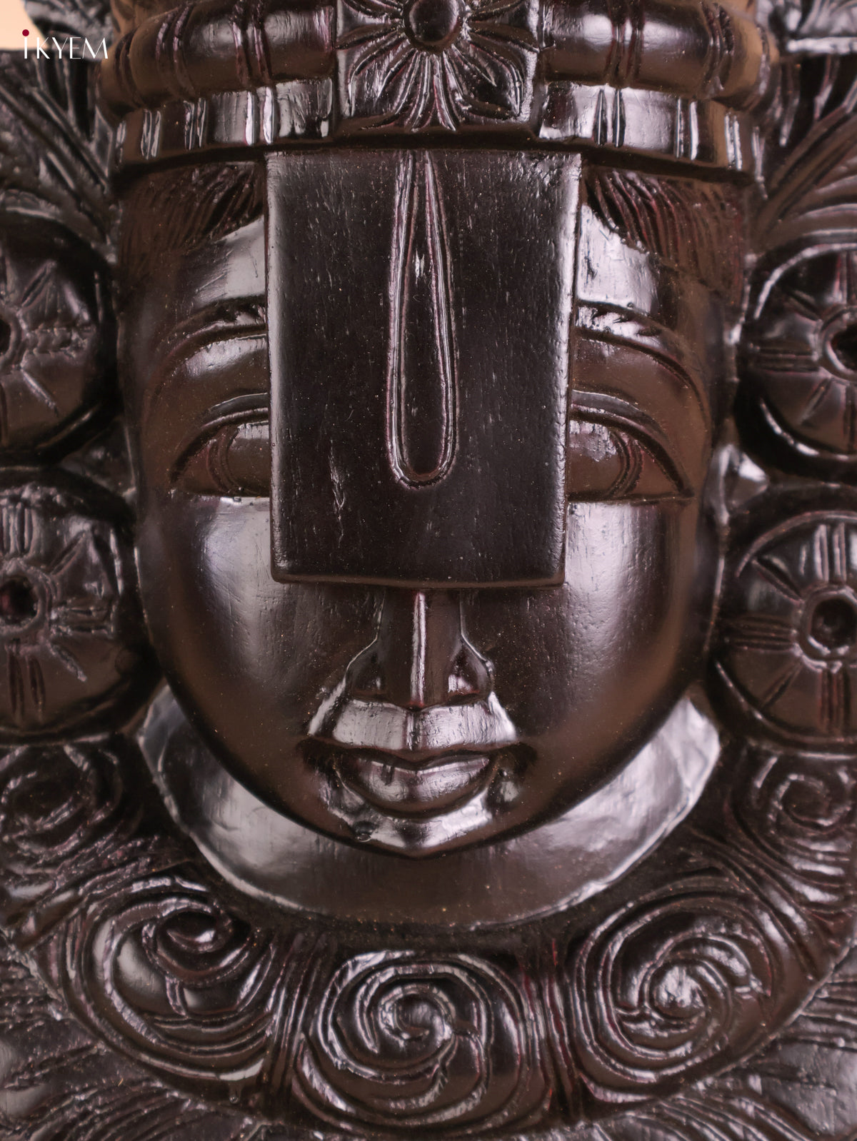 Wooden Hand Carved Painted Lord Balaji Heads Black(18x10)