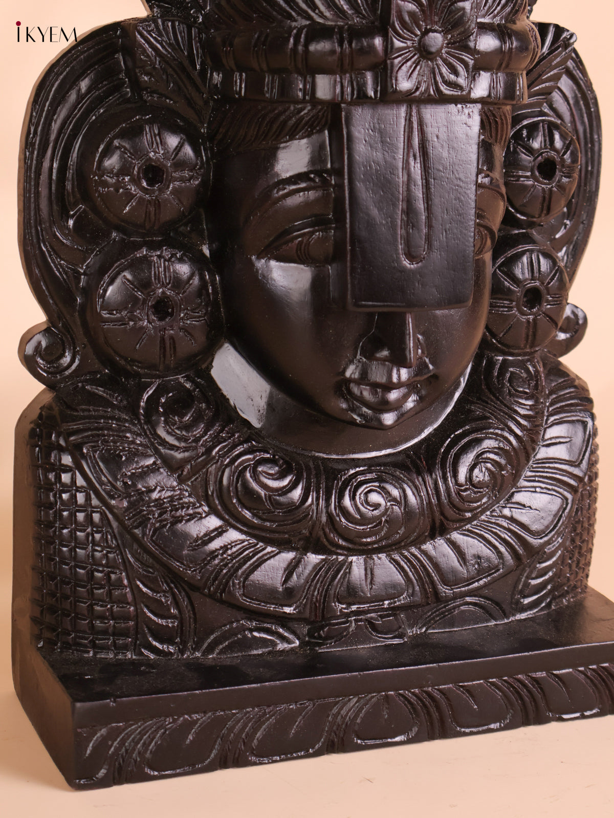 Wooden Hand Carved Painted Lord Balaji Heads Black(18x10)