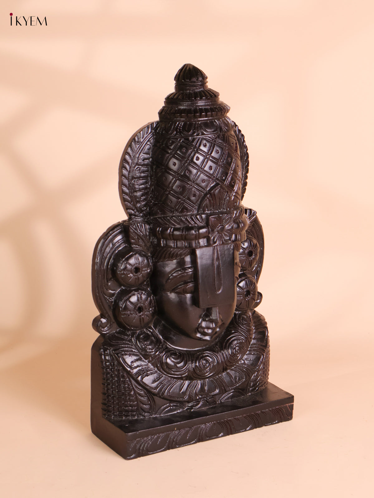 Wooden Hand Carved Painted Lord Balaji Heads Black(18x10)