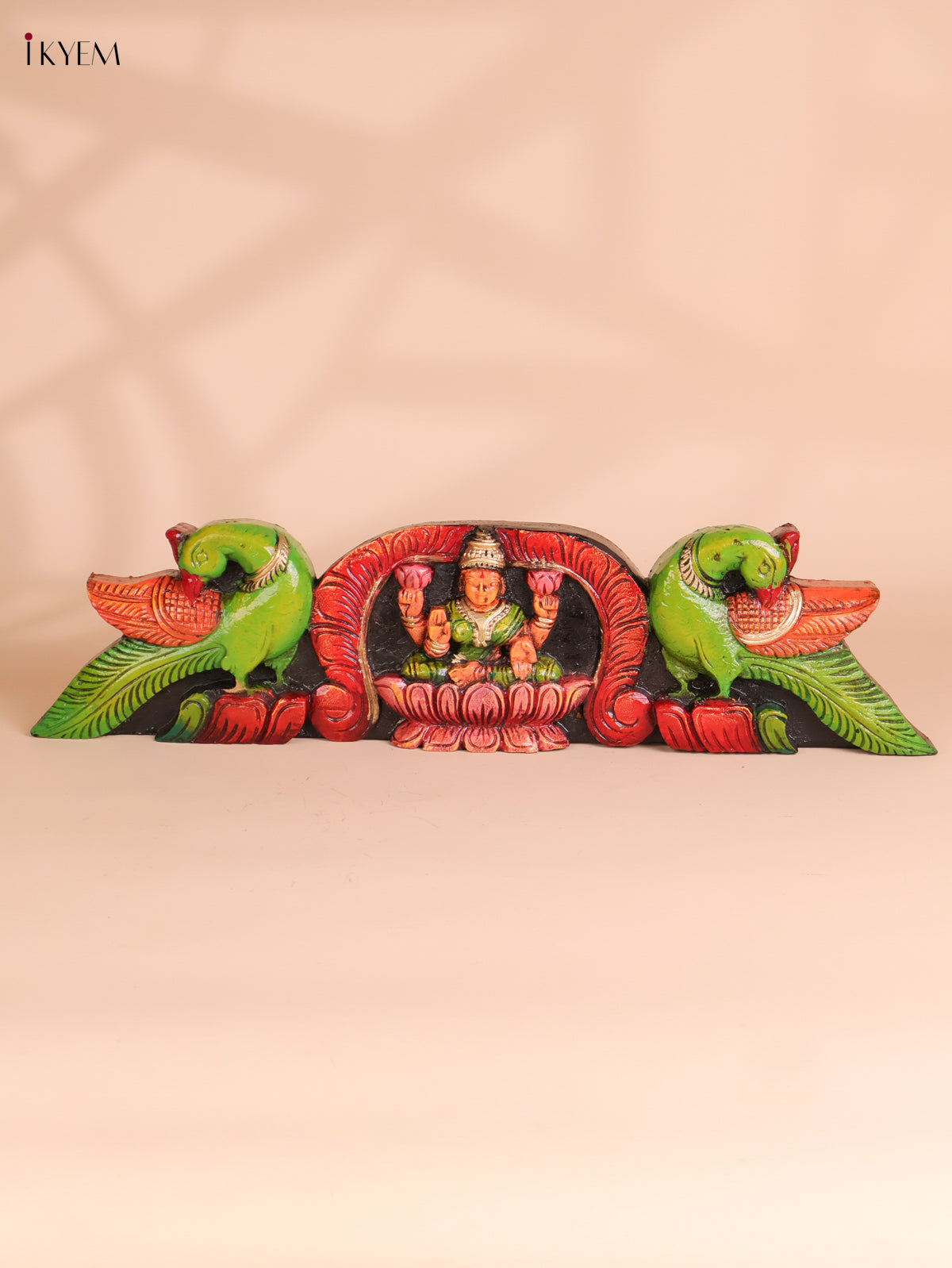 Wooden Hand Carved Painted Parrot Lakshmi (6x24)