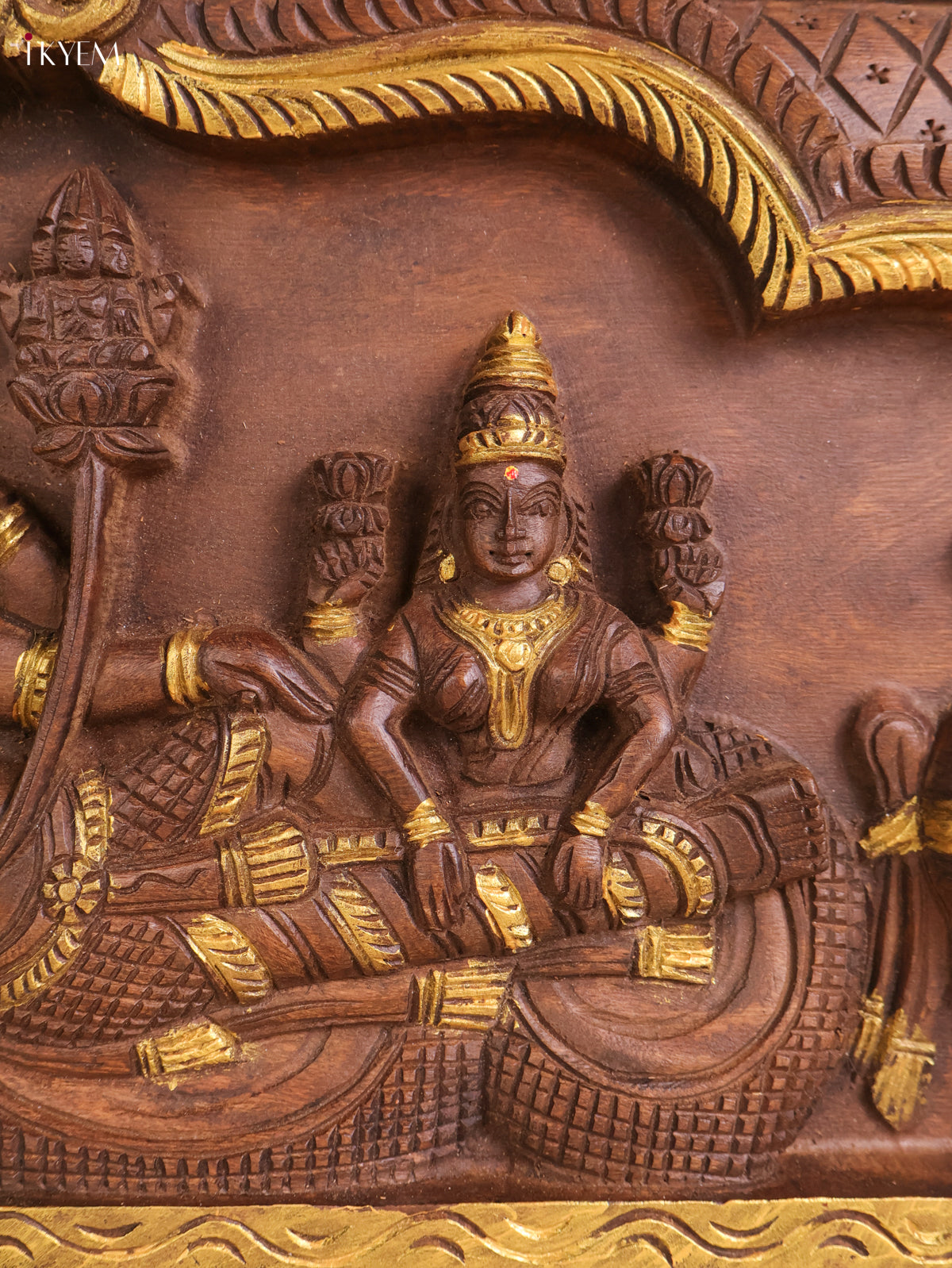 Wooden Hand Carved Maha Vishnu Panel (16x36)