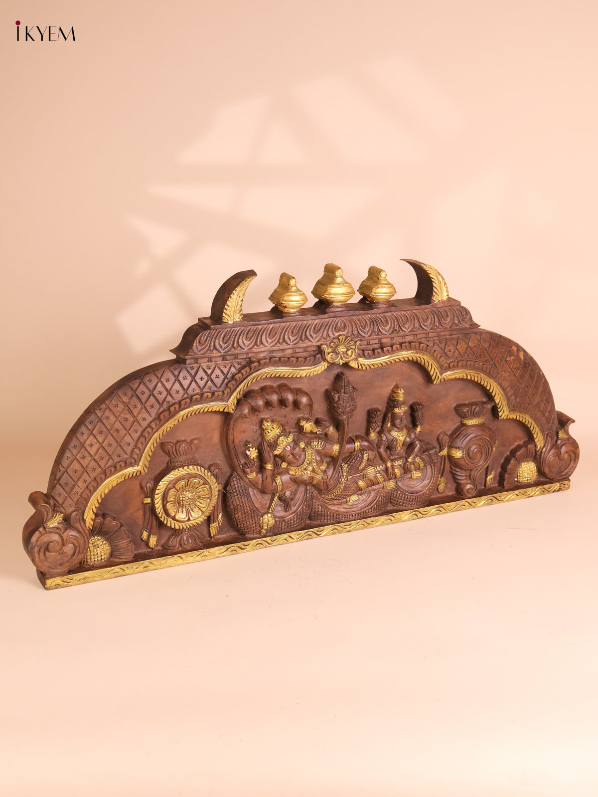 Wooden Hand Carved Maha Vishnu Panel (16x36)