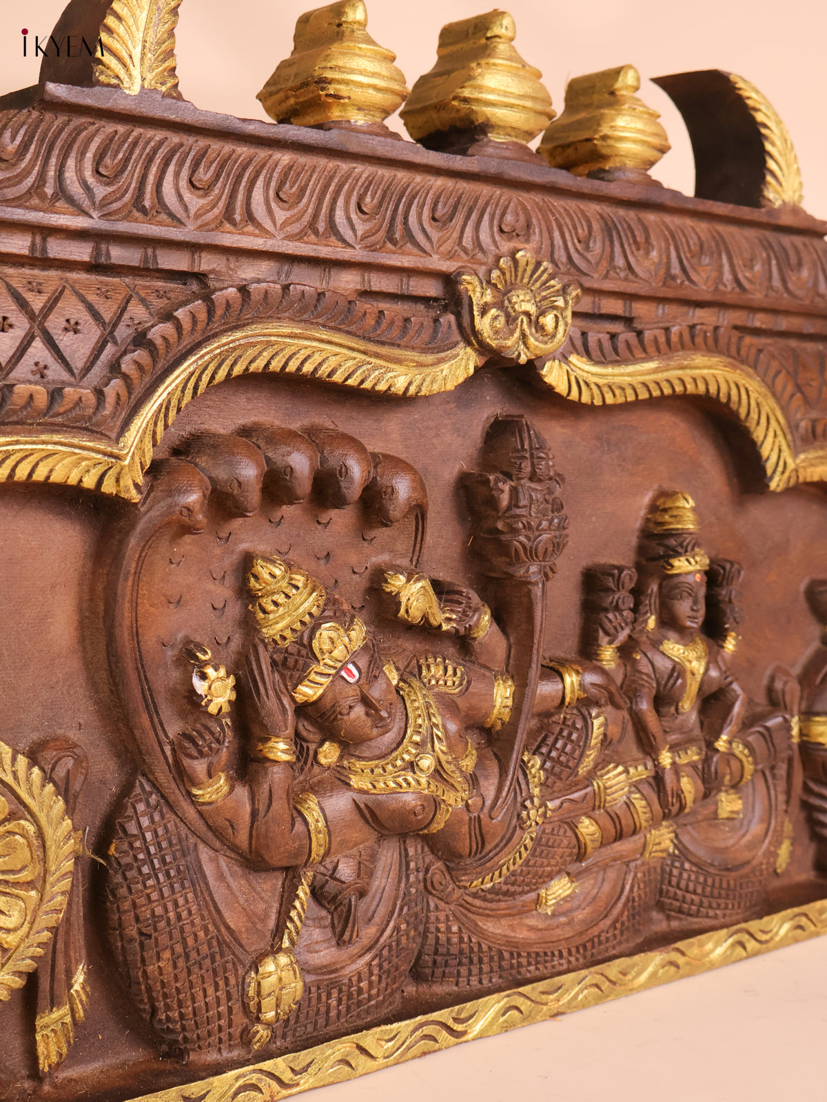 Wooden Hand Carved Maha Vishnu Panel (16x36)