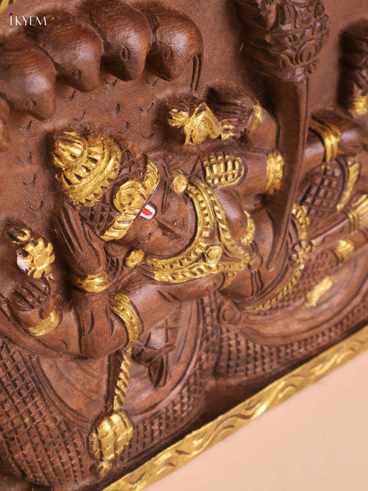Wooden Hand Carved Maha Vishnu Panel (16x36)
