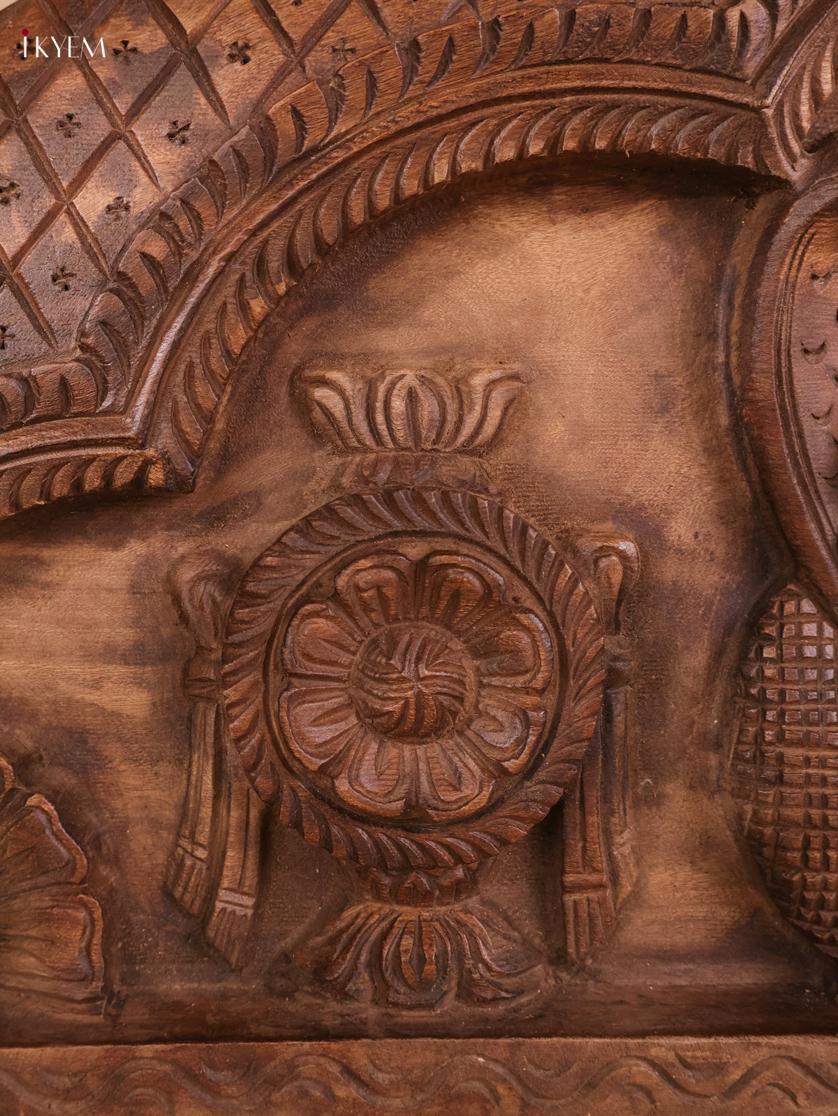 Wooden Hand Carved Painted Maha Vishnu Panel(16x40)