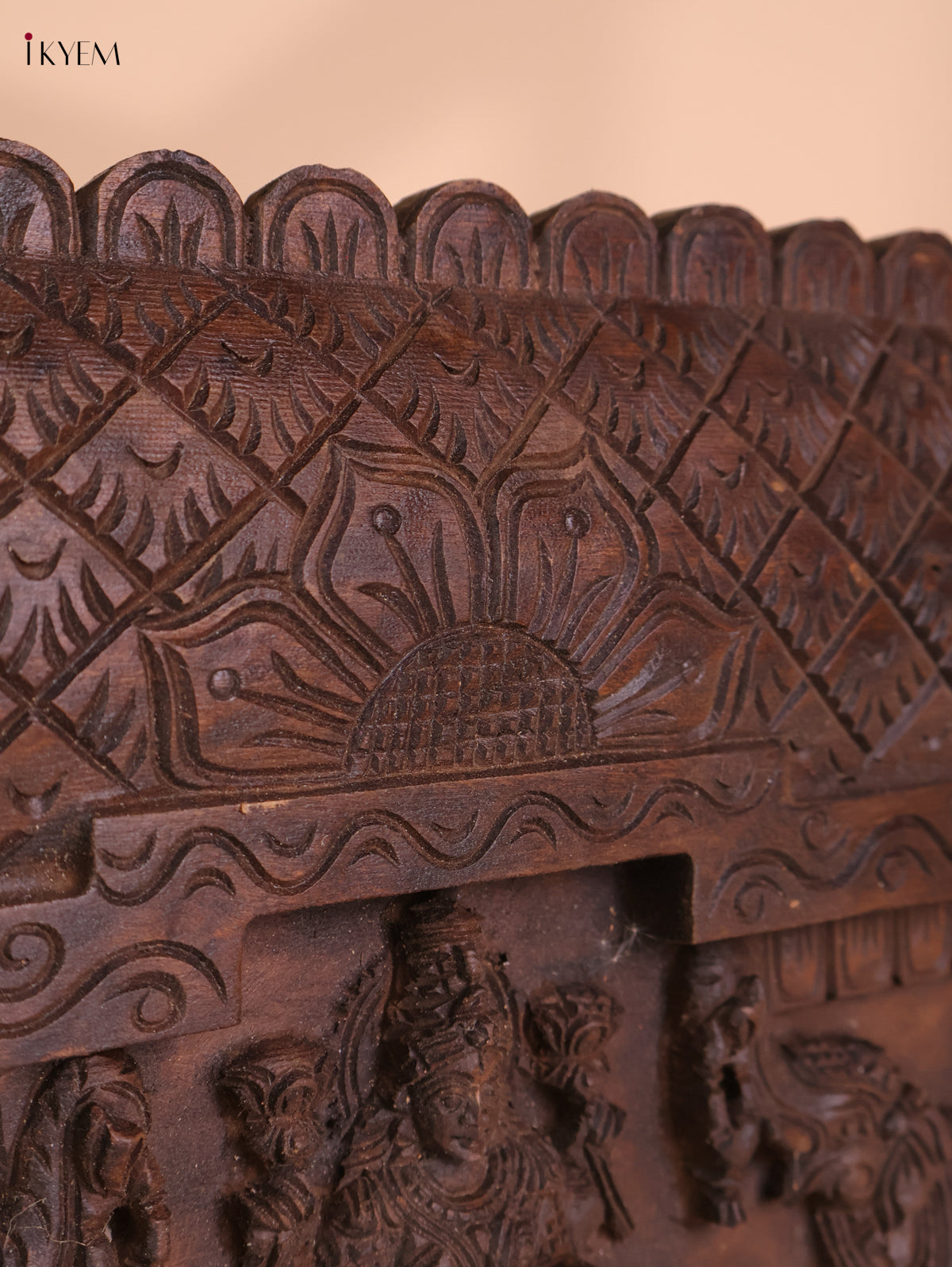 Wooden Hand Carved Gaja Lakshmi Gopuram (12x30)