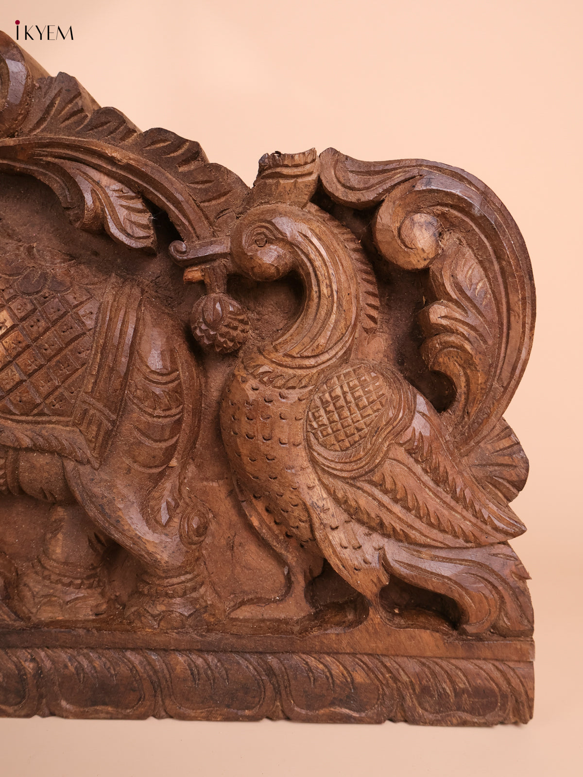 Wooden Hand Carved Gaja Lakshmi Gopuram Panel(12x36)