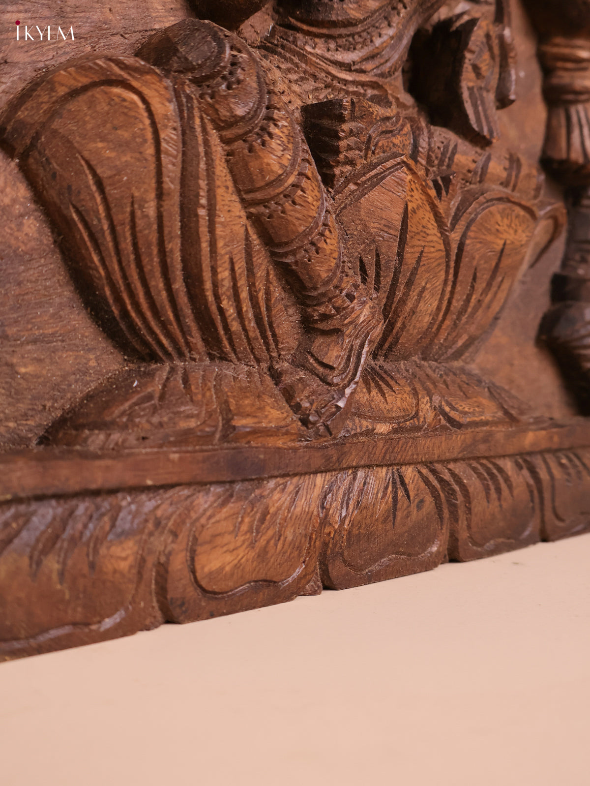 Wooden Hand Carved Gaja Lakshmi Gopuram Panel(12x36)