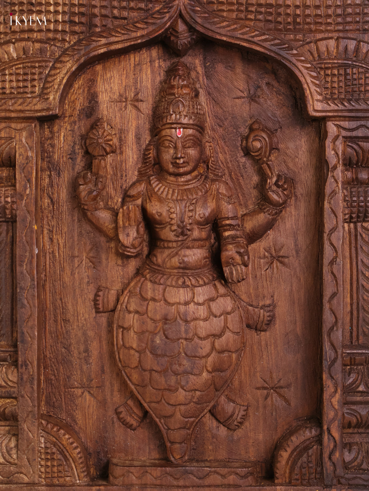 Wooden Hand Carved Kurma Avataram Panel (24x12)