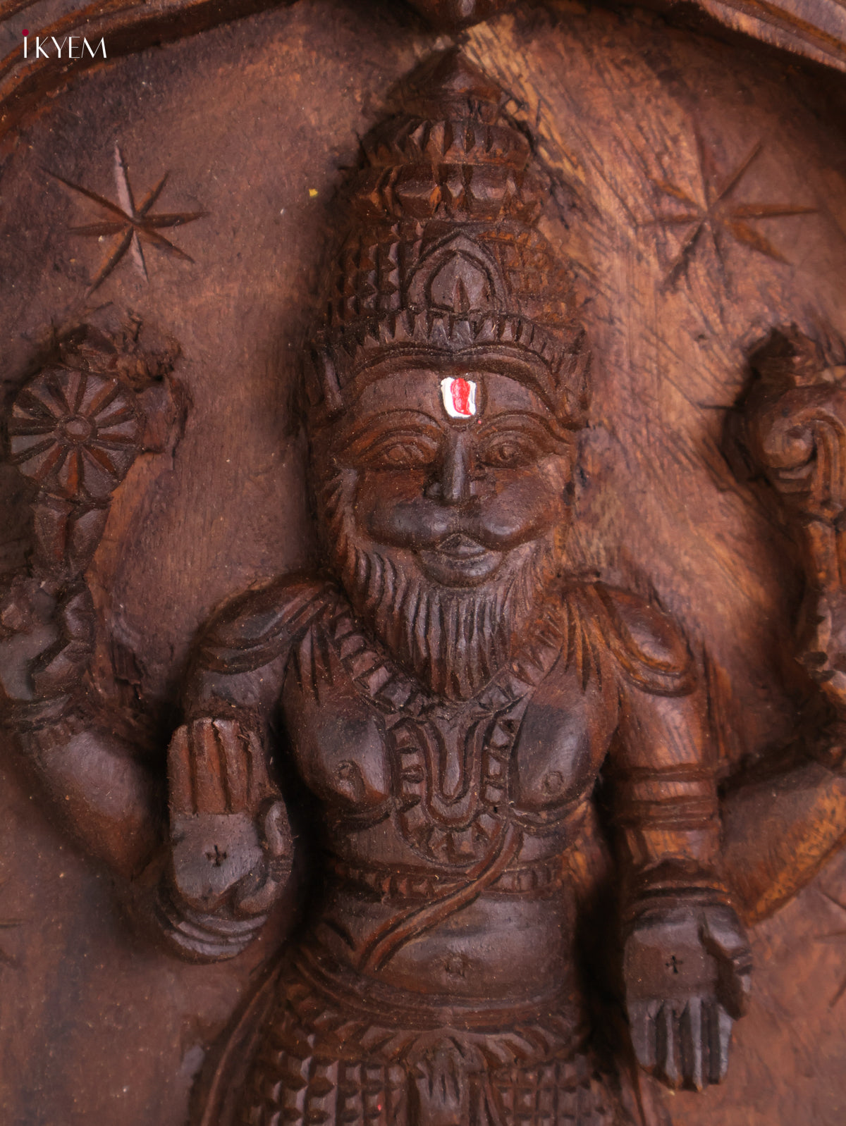 Wooden Hand Carved Narasimma Avataram Panel (24x12)