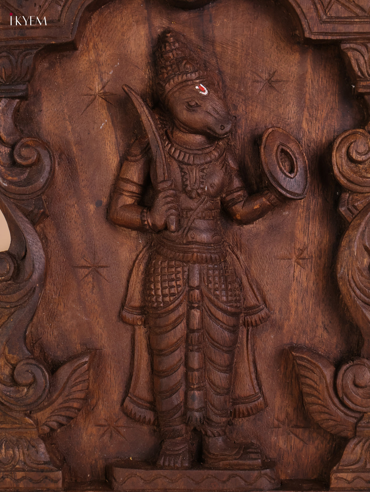 Wooden Hand Carved Varahar Avataram Panel (24x12)