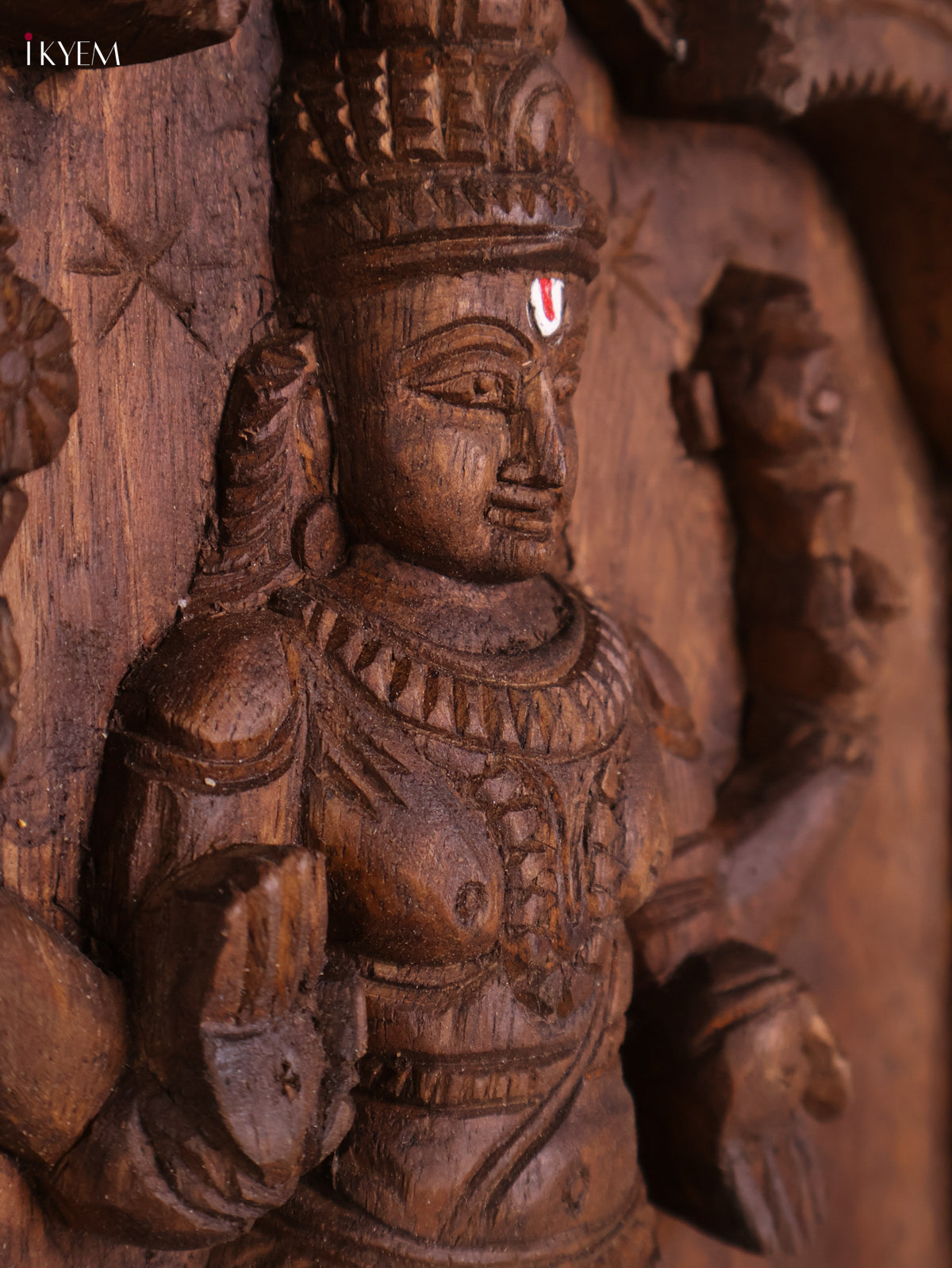 Wooden Hand Carved Matsya Avataram Panel (24x12)