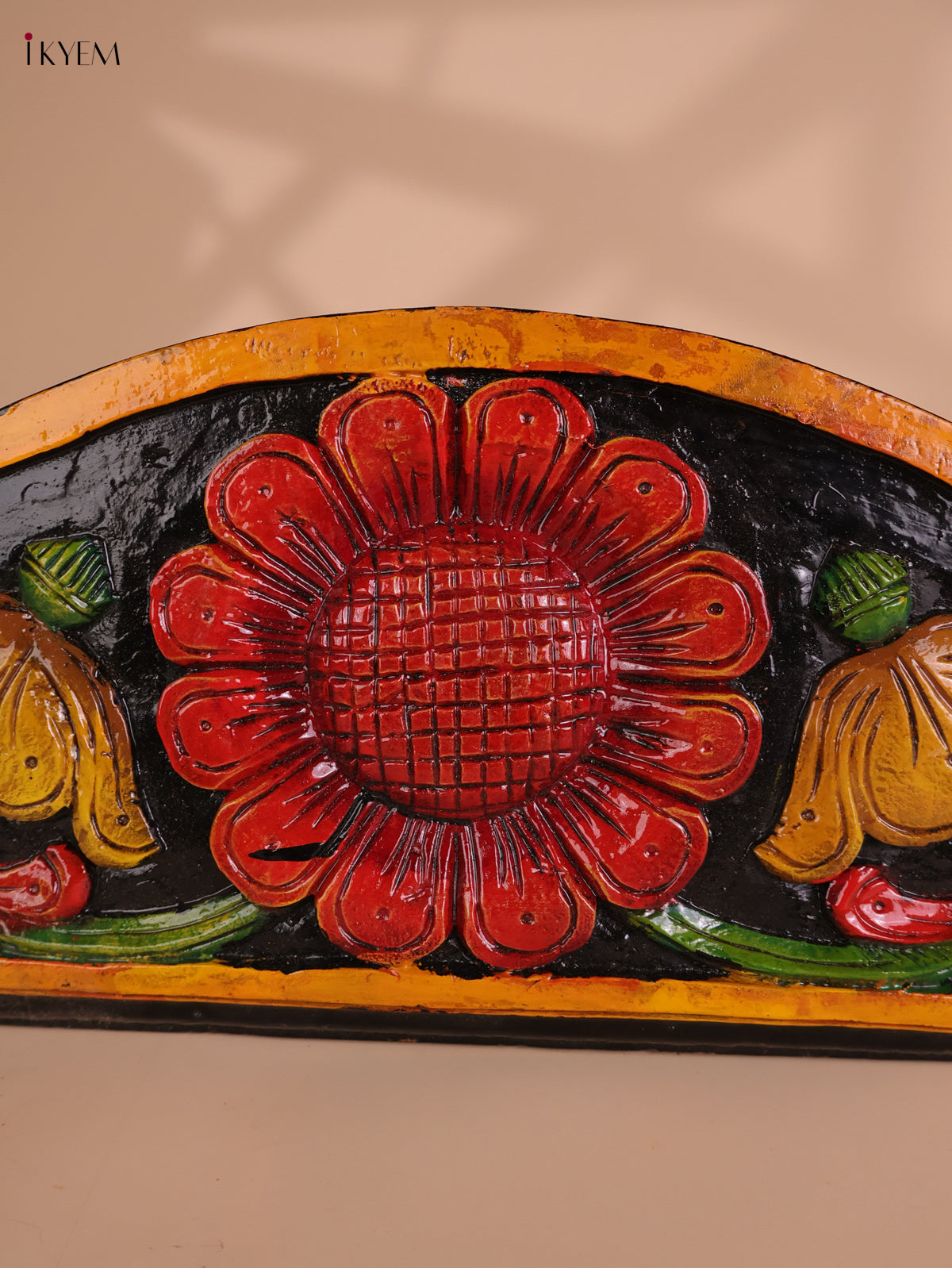 Wooden Hand Carved Painted Floral Designpanel (9x46)