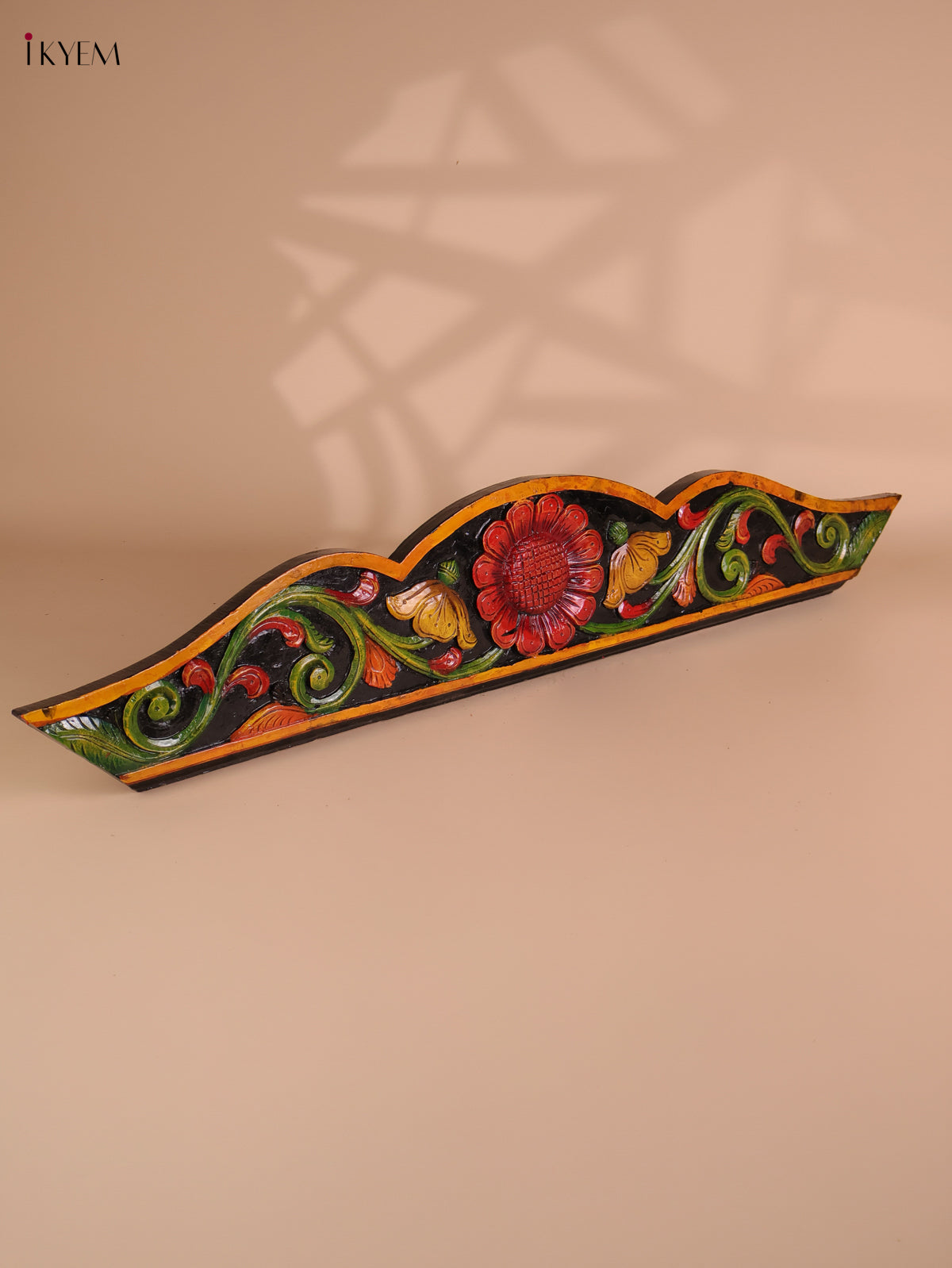 Wooden Hand Carved Painted Floral Designpanel (9x46)