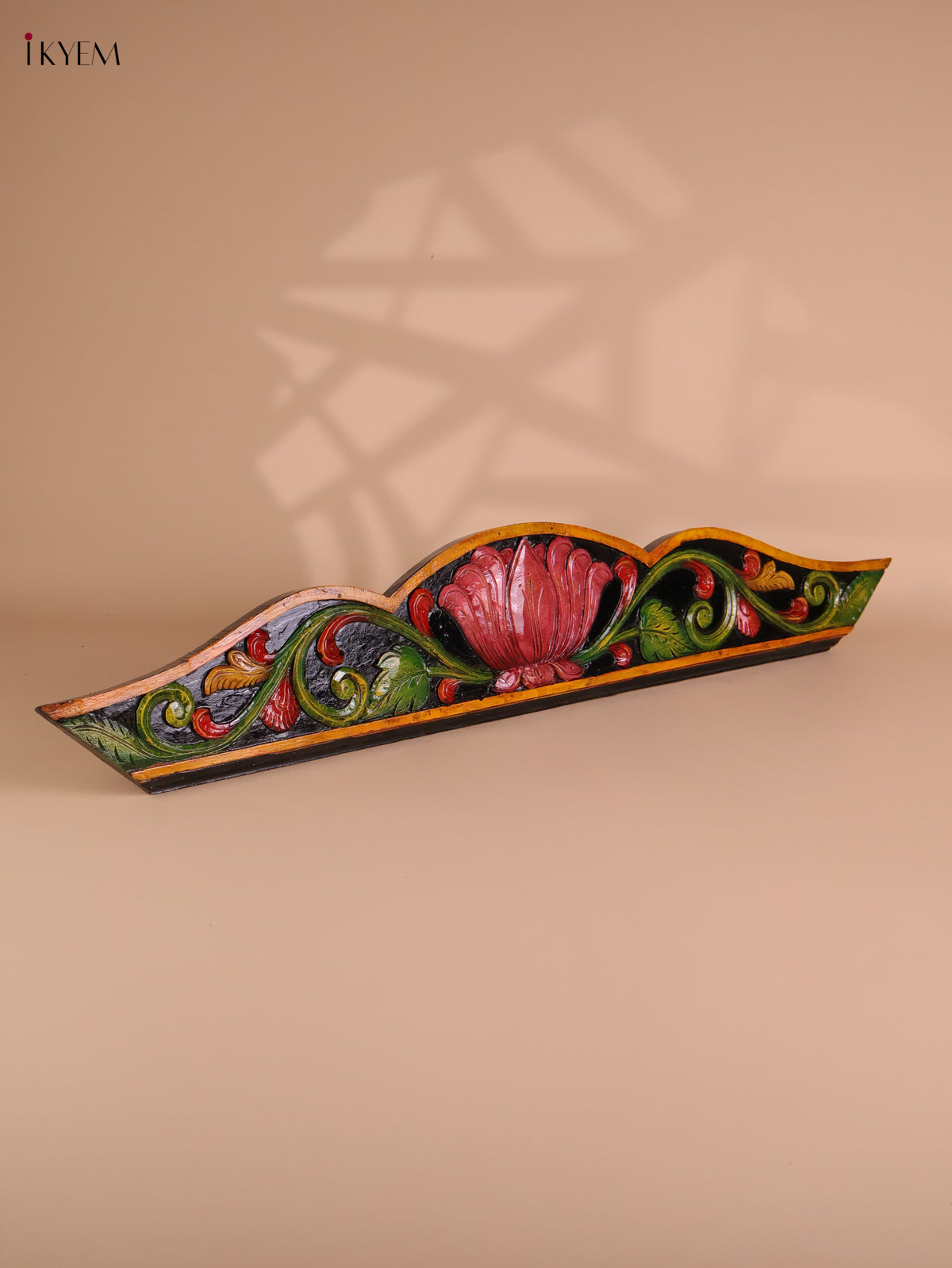 Wooden Hand Carved Painted Floral Designpanel (9x46)