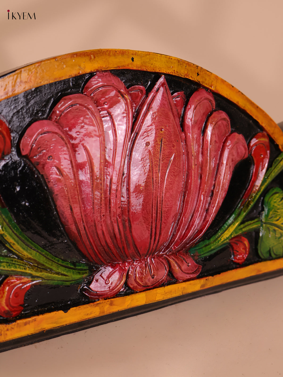 Wooden Hand Carved Painted Floral Designpanel (9x46)