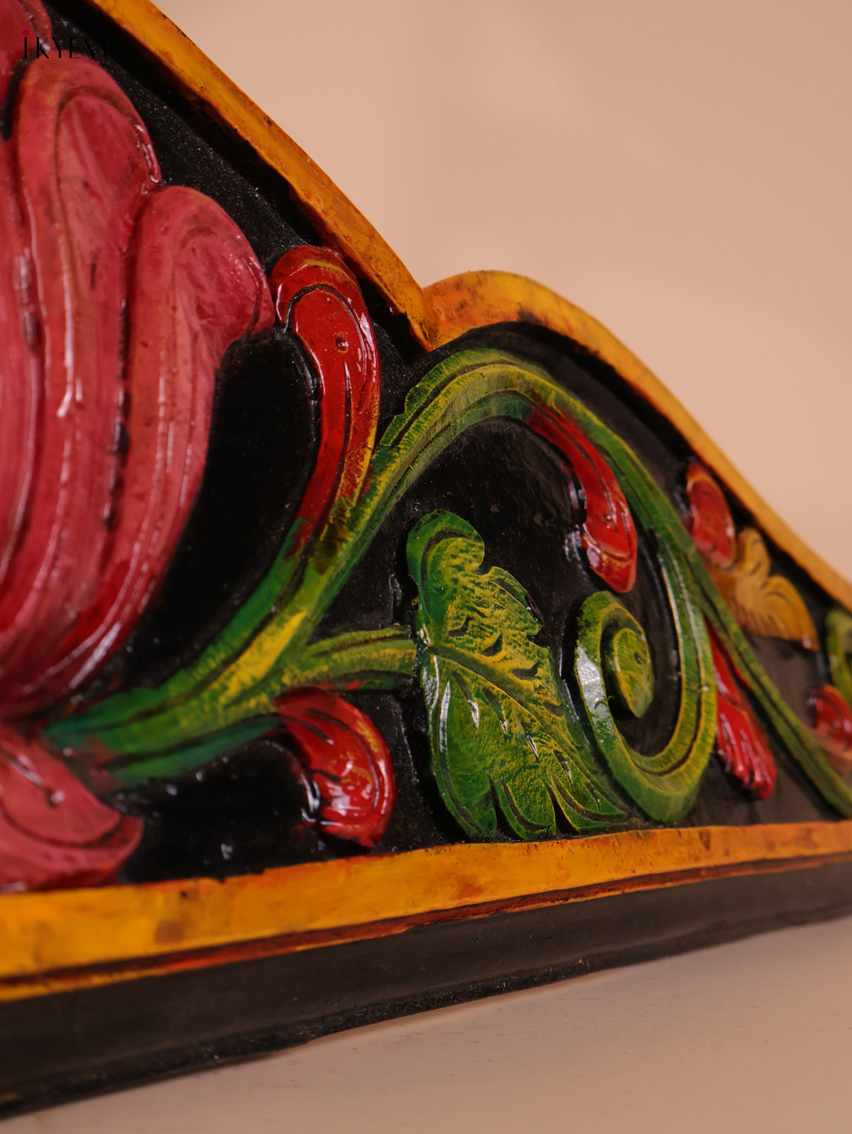 Wooden Hand Carved Painted Floral Designpanel (9x46)
