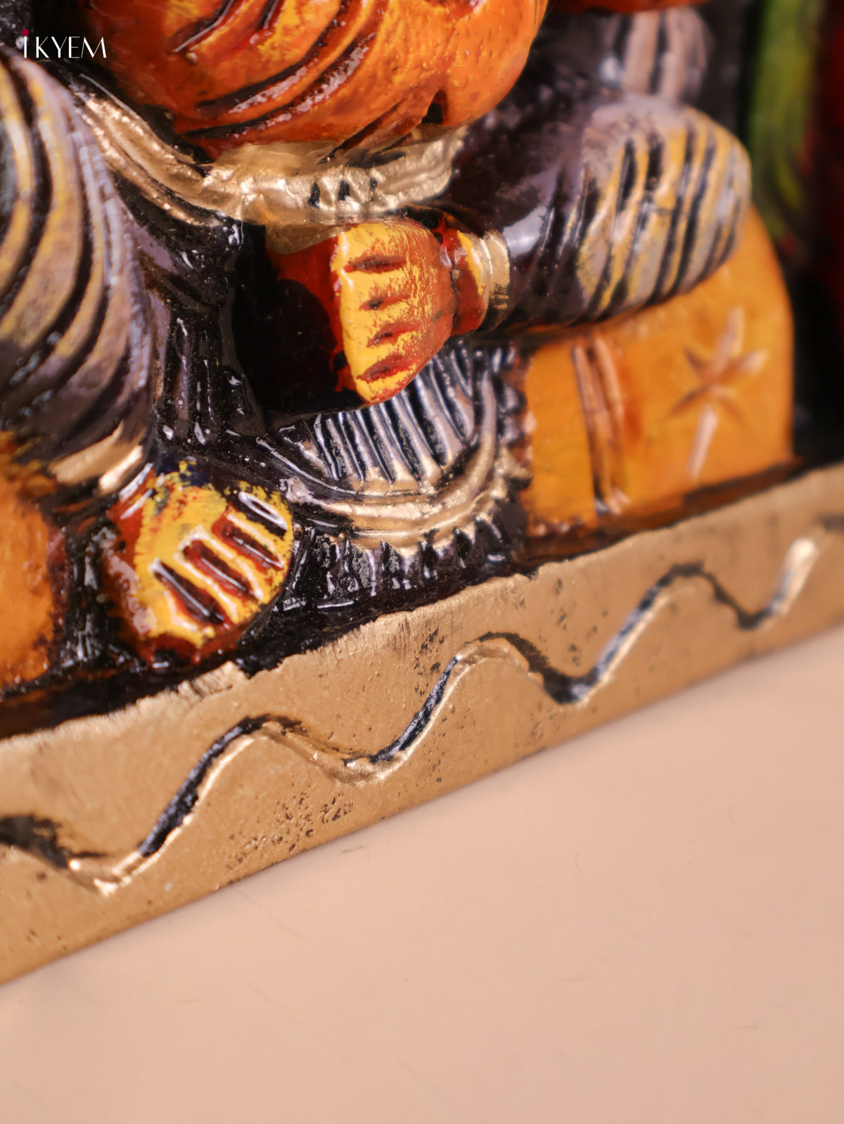 Wooden Hand Carved Painted Ganesha Panel(7x24)